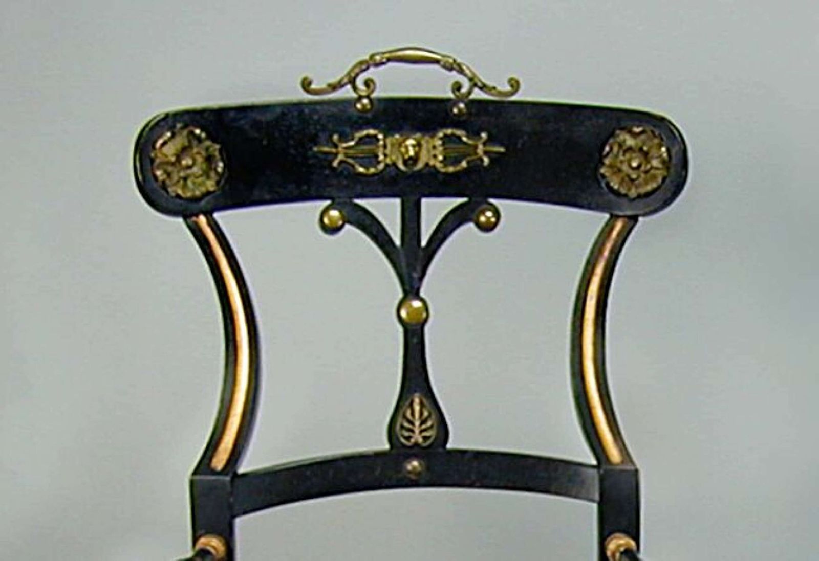Splendid Regency Pair Of Ebonised And Gilt Hall / Side Chairs photo for sale
