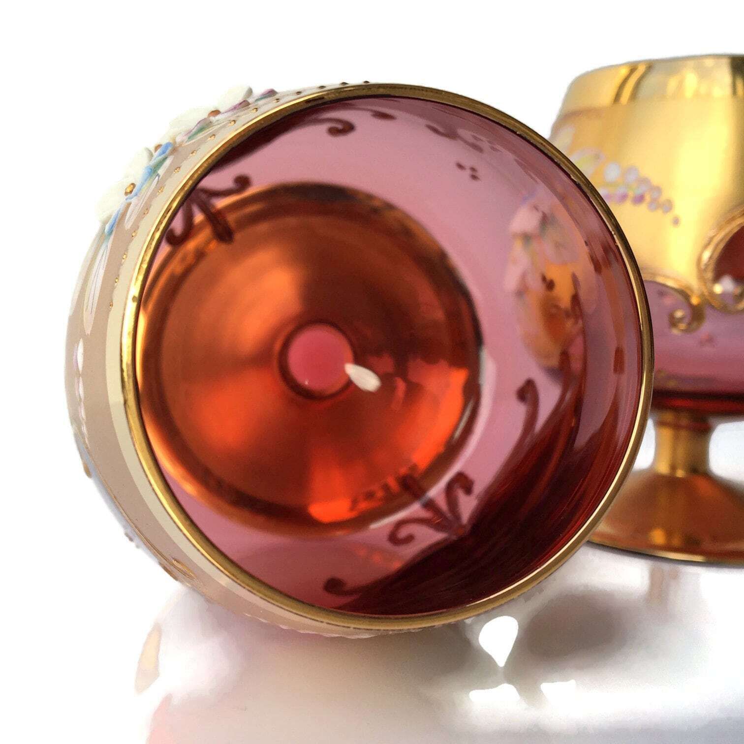Czech Republic Cognac Glass | 1pc | Gold Pink | Glass Art photo vinterior