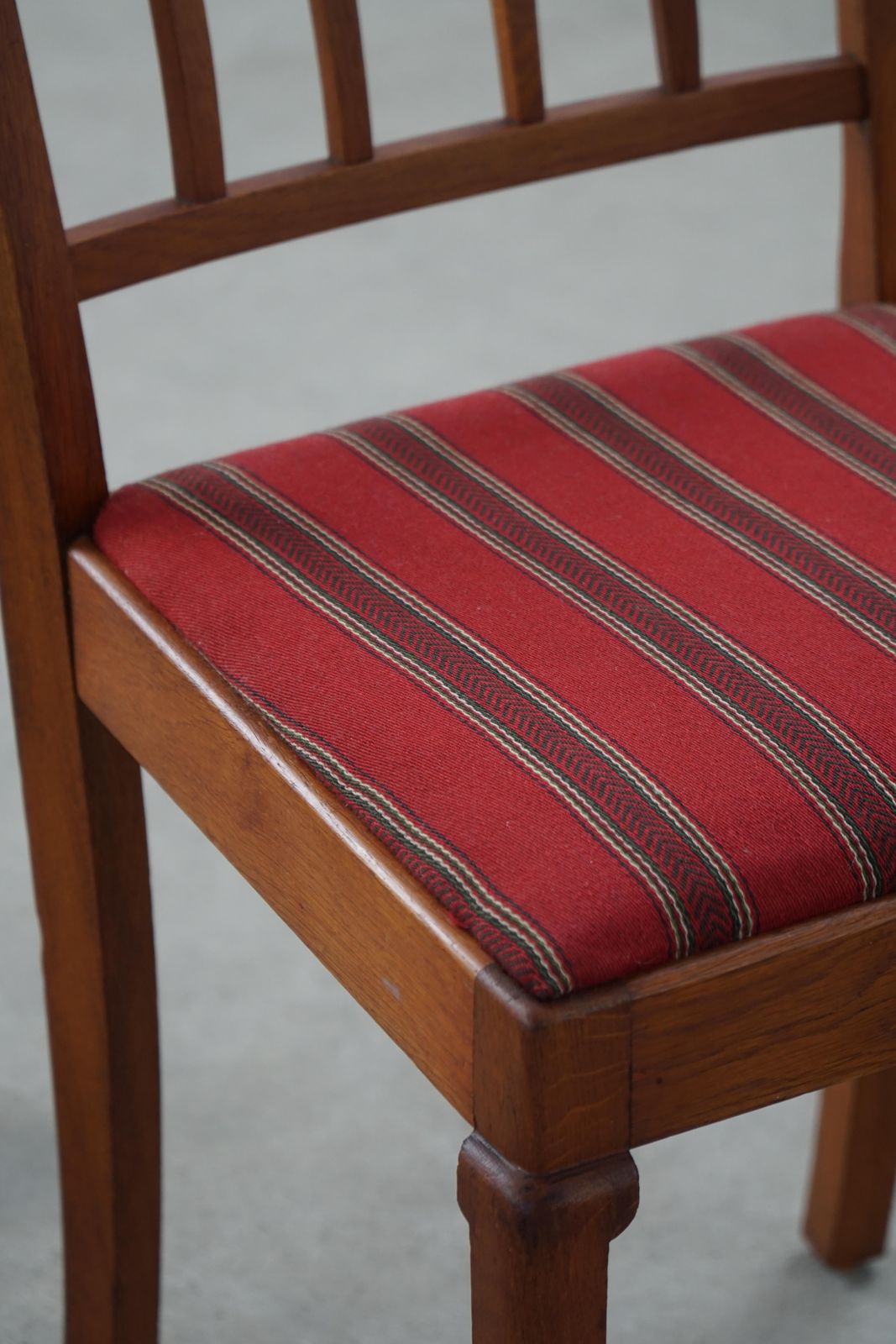photo for sale Set Of 6 Classic Danish Modern Dining Chairs, Oak & Upholstered Seats, 1950s