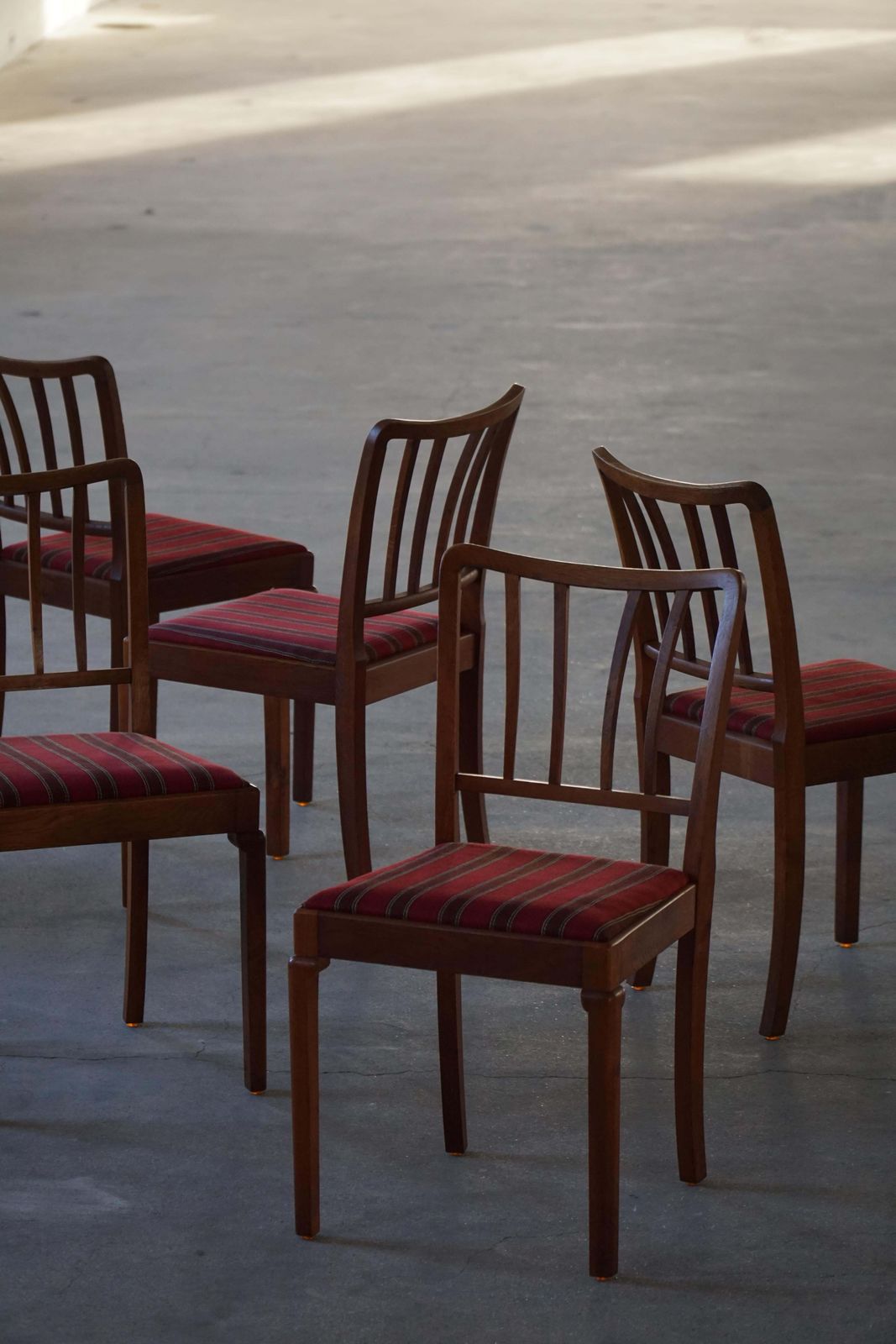 2600.0 Set Of 6 Classic Danish Modern Dining Chairs, Oak & Upholstered Seats, 1950s photo