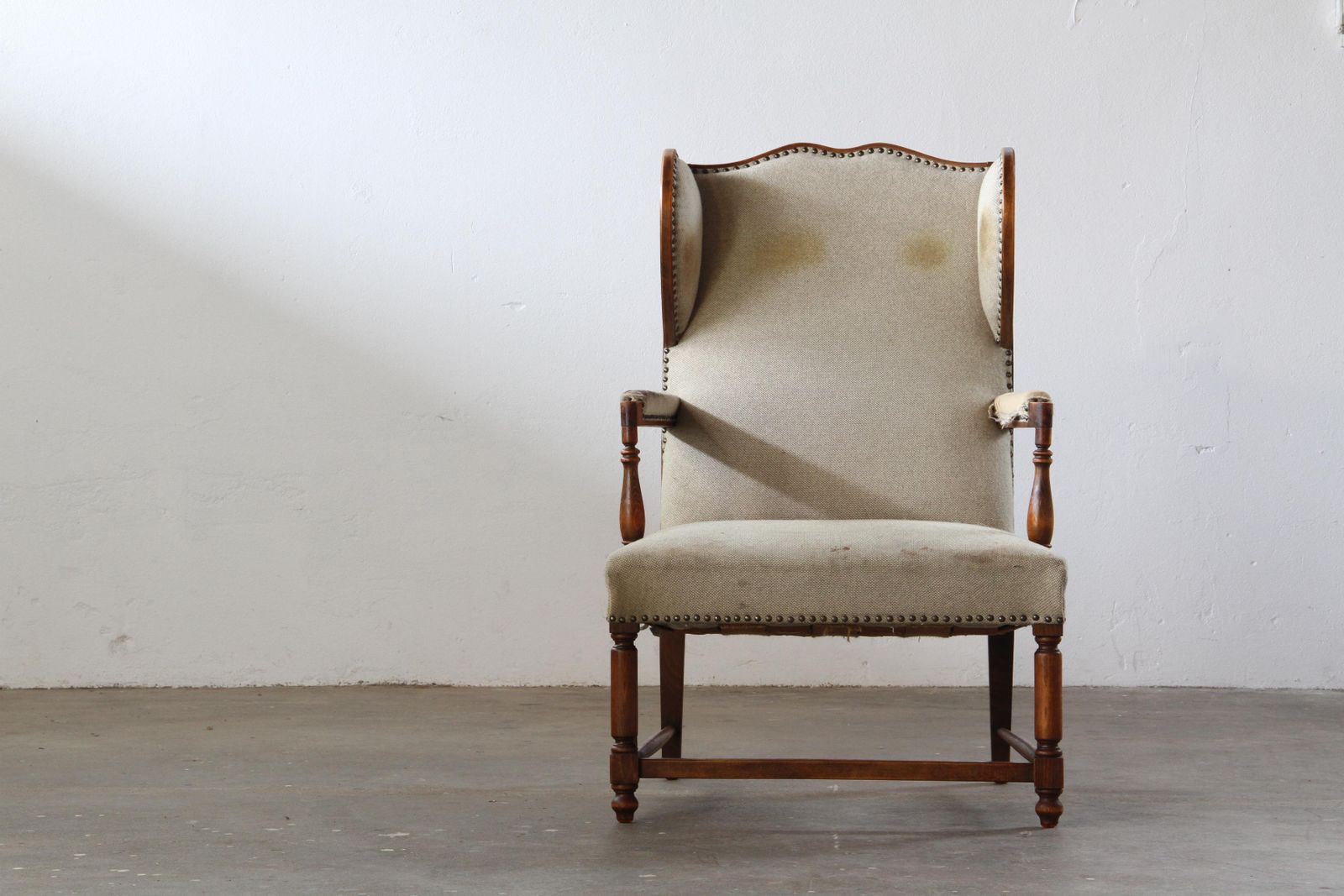 photo furniture Vintage Earflap Dover Wingback Oak Armchair, Denmark, 1930s