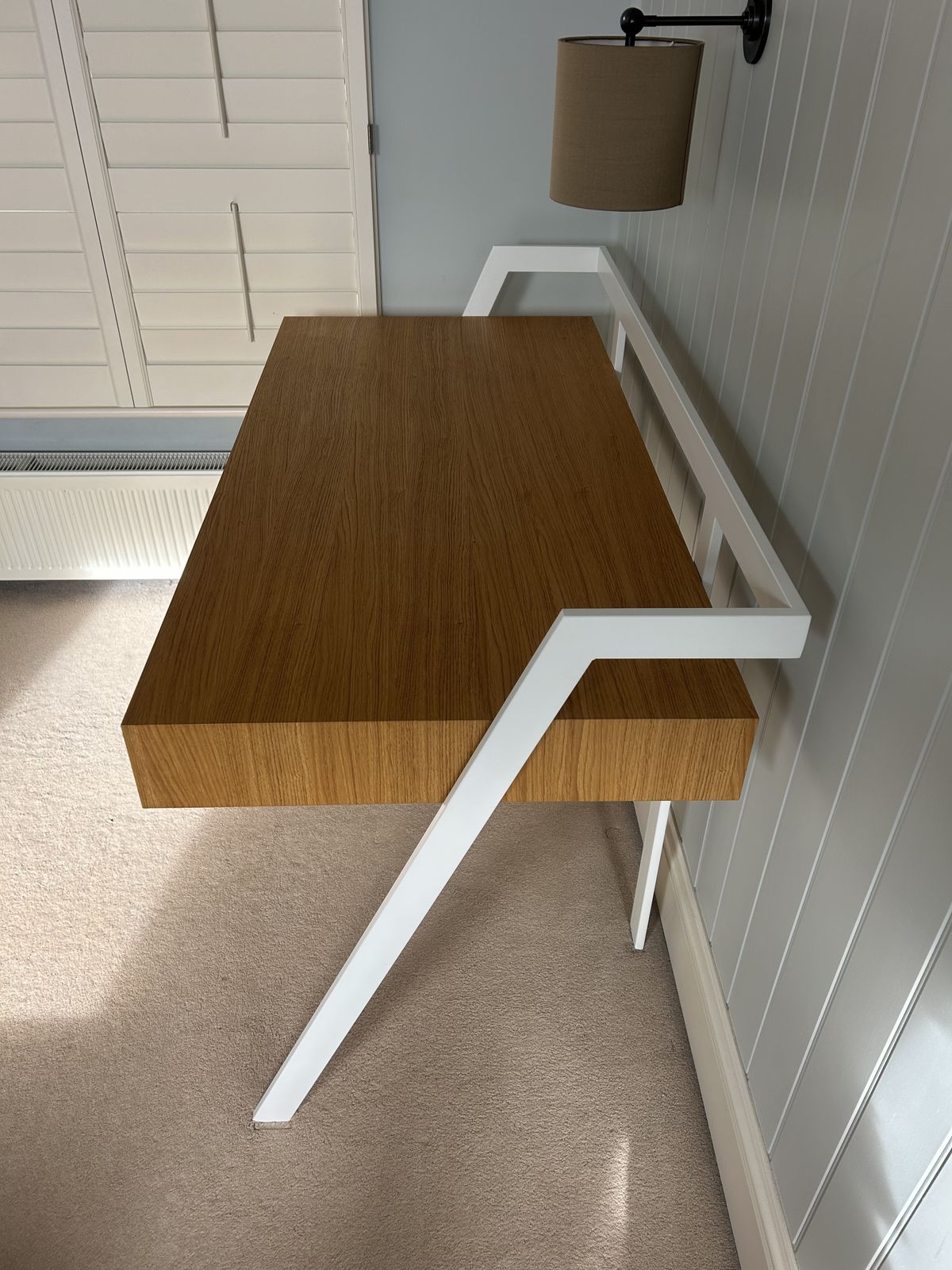 photo furniture Bontempi Zac Desk Oak And White Painted Metal Contemporary