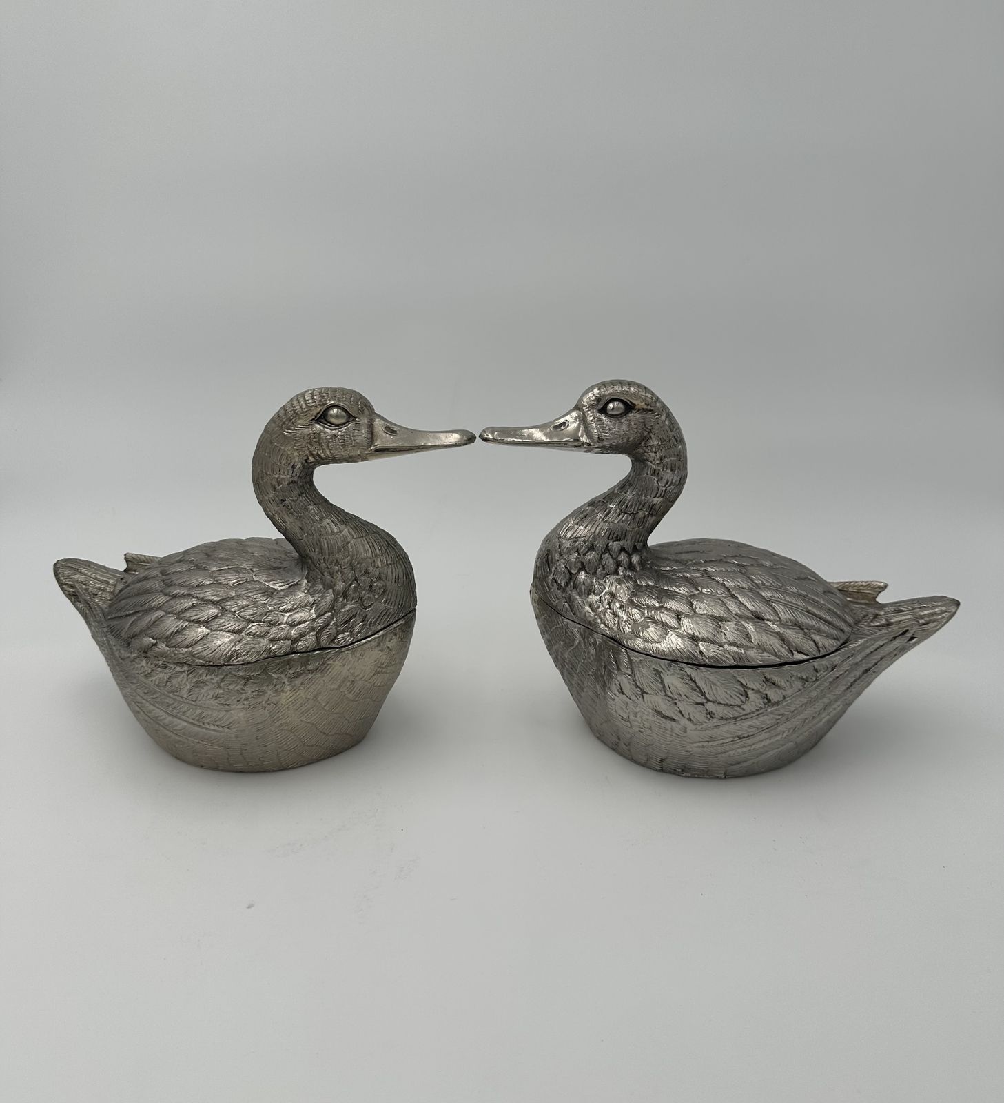 Set Of Two Ice Buckets Depicting A Duck In Silver Plated Metal By Mauro Manetti photo furniture