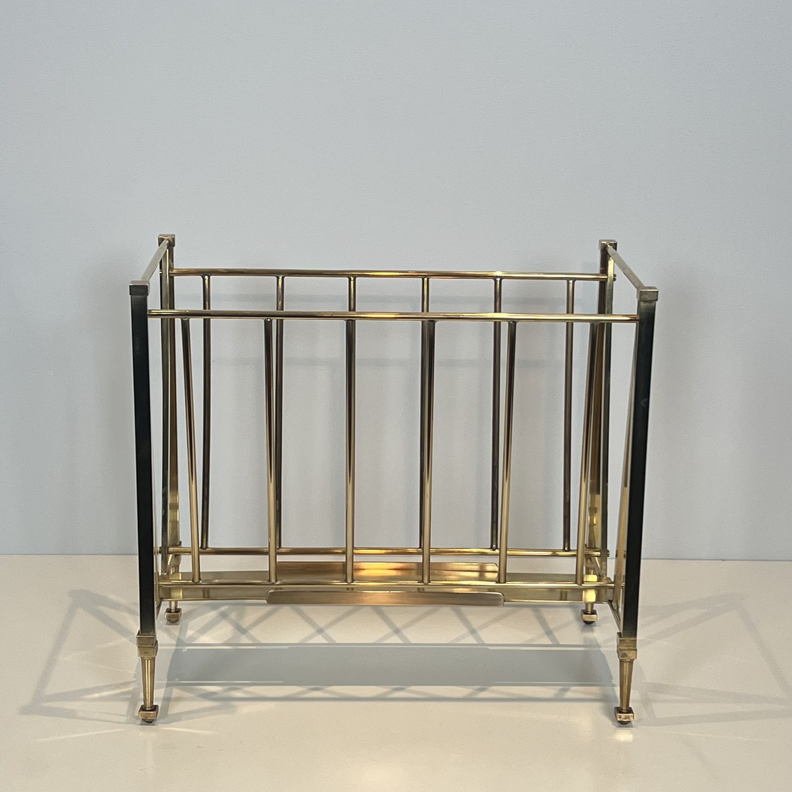 Neoclassical Style Brass Magazine Rack Attributed To The Ramsay Company photo furniture
