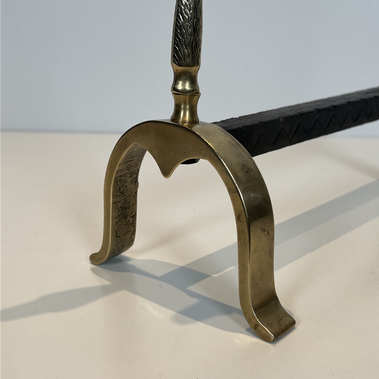 photo for sale Pair Of Brass Andirons With Ducks. In The Style Of Maison Jansen