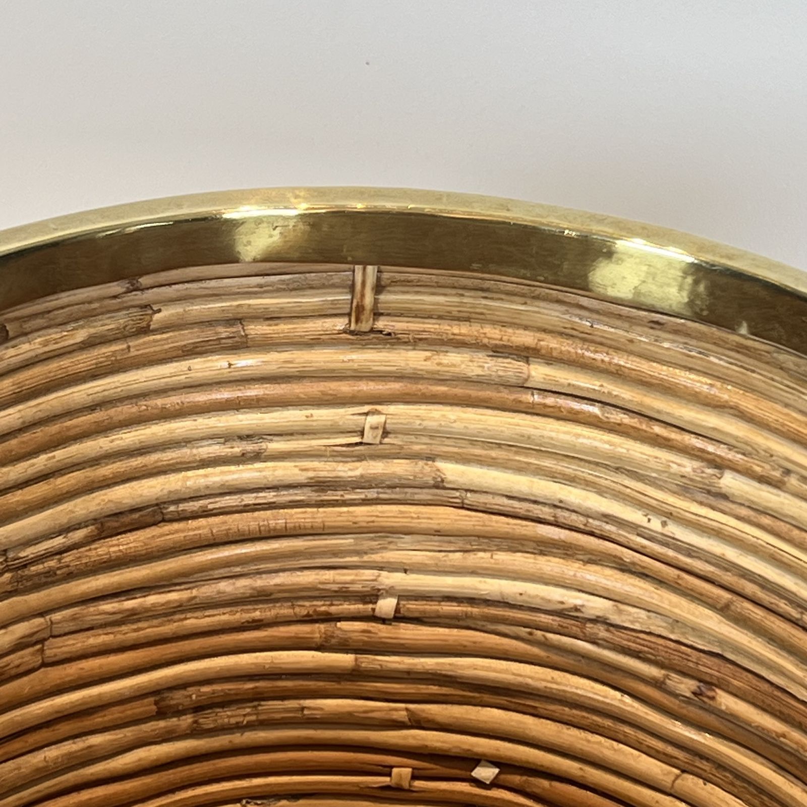 photo furniture Rattan And Brass Wastepaper Basket In The Style Of Gabriela Crespi