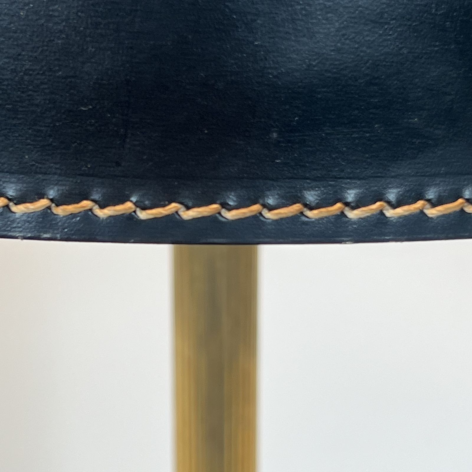 Black Leather And Brass Desk Lamp In The Style Of Jacques Adnet photo vintage