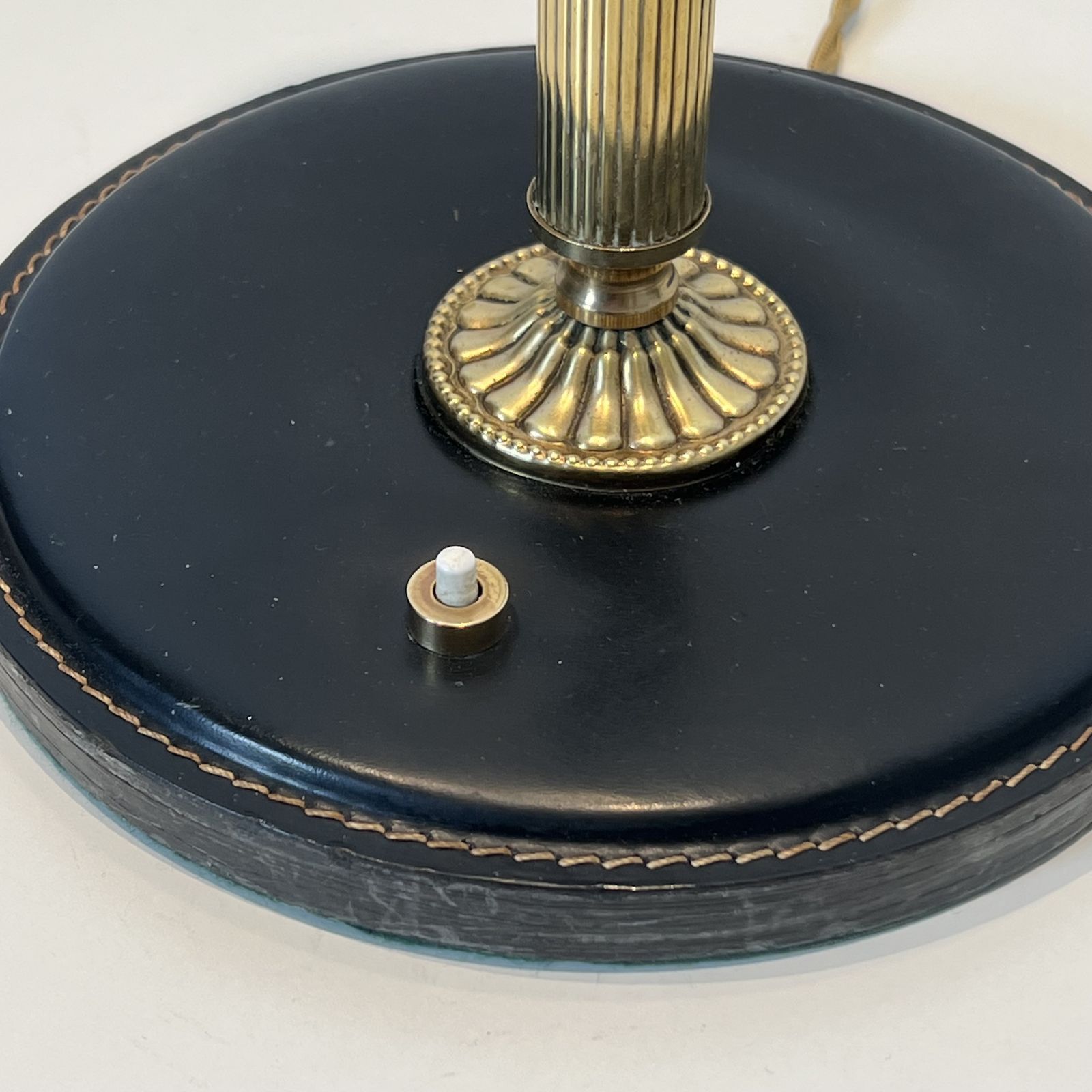 Lighting Black Leather And Brass Desk Lamp In The Style Of Jacques Adnet photo