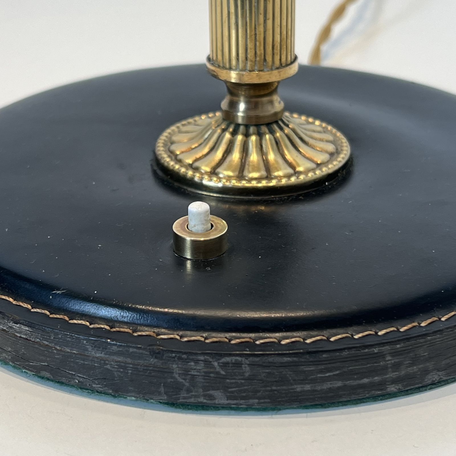 photo vinterior Black Leather And Brass Desk Lamp In The Style Of Jacques Adnet