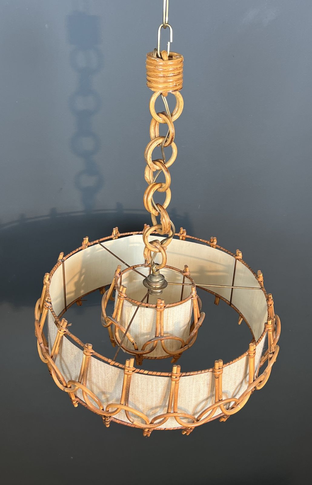 Rattan Chandelier In The Style Of Adrien Audoux And Frida Minet (Audoux Minet) photo Lighting
