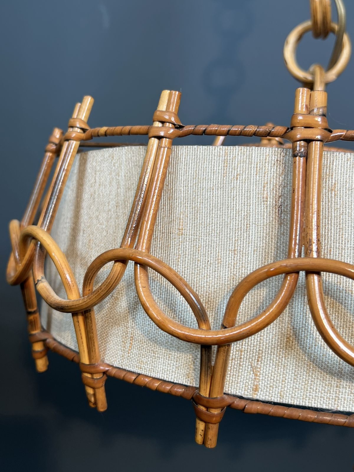 photo buy Rattan Chandelier In The Style Of Adrien Audoux And Frida Minet (Audoux Minet)