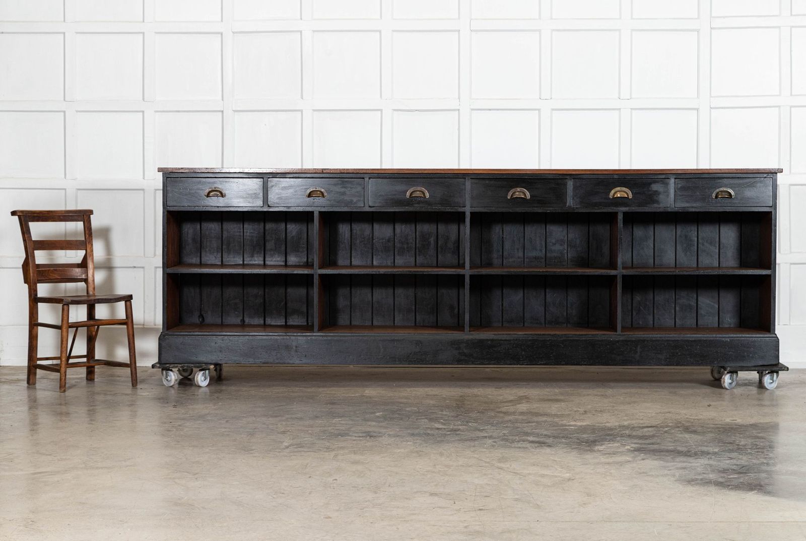 Monumental 19thc English Mahogany & Pine Shop Counter / Island photo for sale