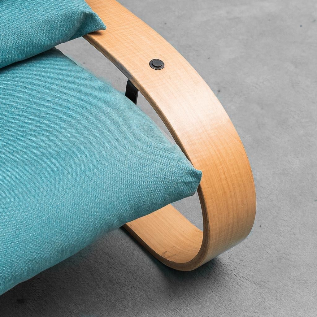 Alvar Aalto Style 3 Seater Fabric Sofa, Curved Wood, 1970s Vintage, Modern Antiques photo 1307.0