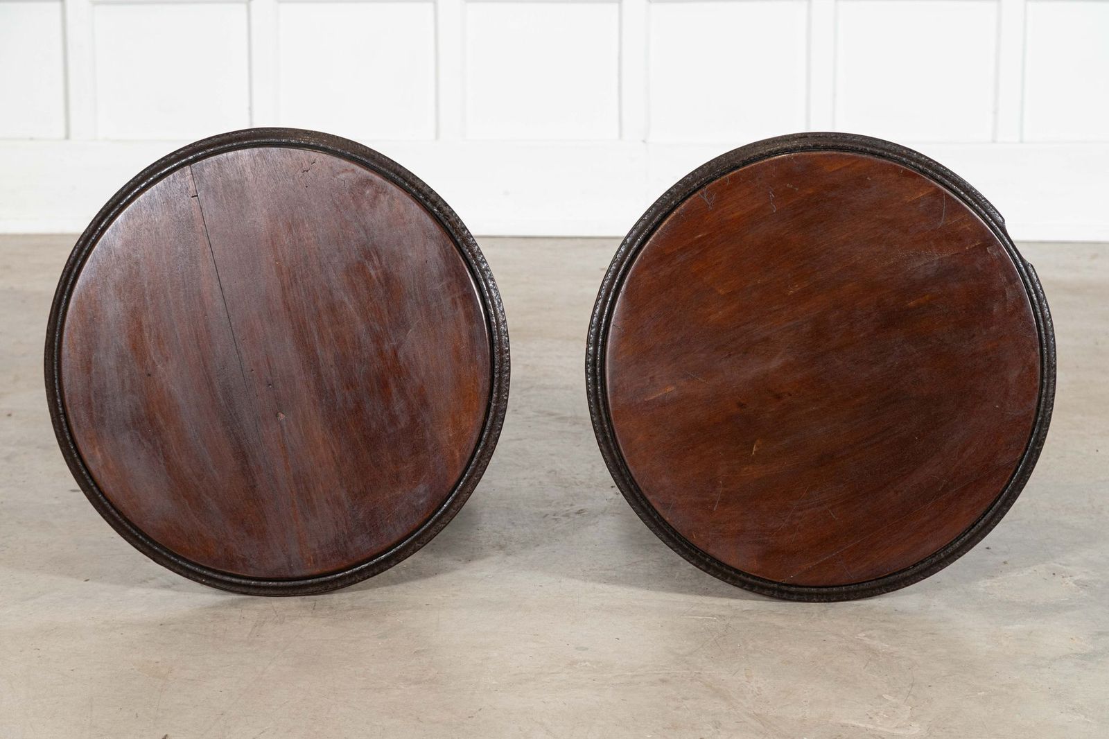 Pair English 19thc Mahogany Painted Cast Iron Tavern Tables photo for sale