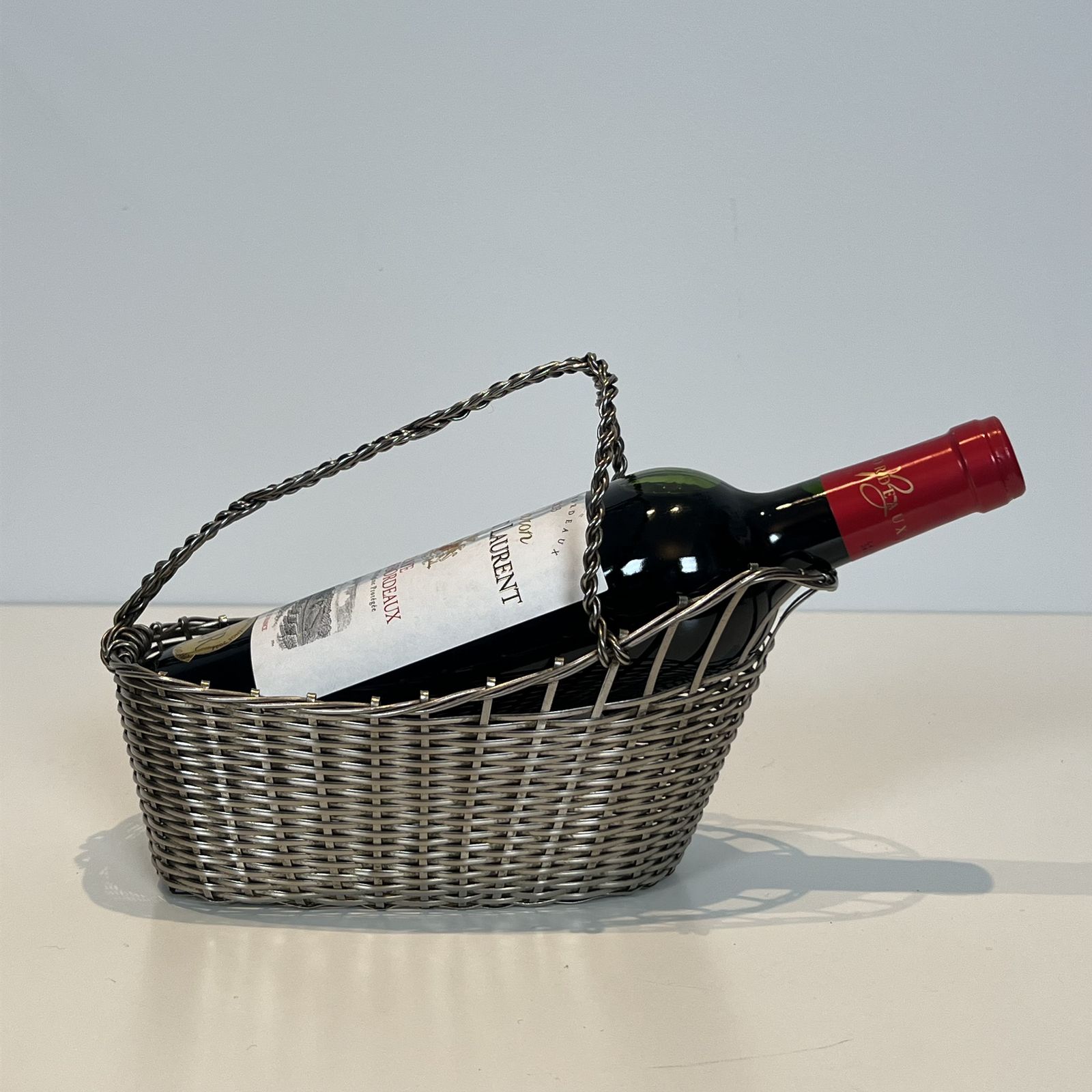 380.0 Decanter / Bottle Holder Made Of Silver Metal Wire photo