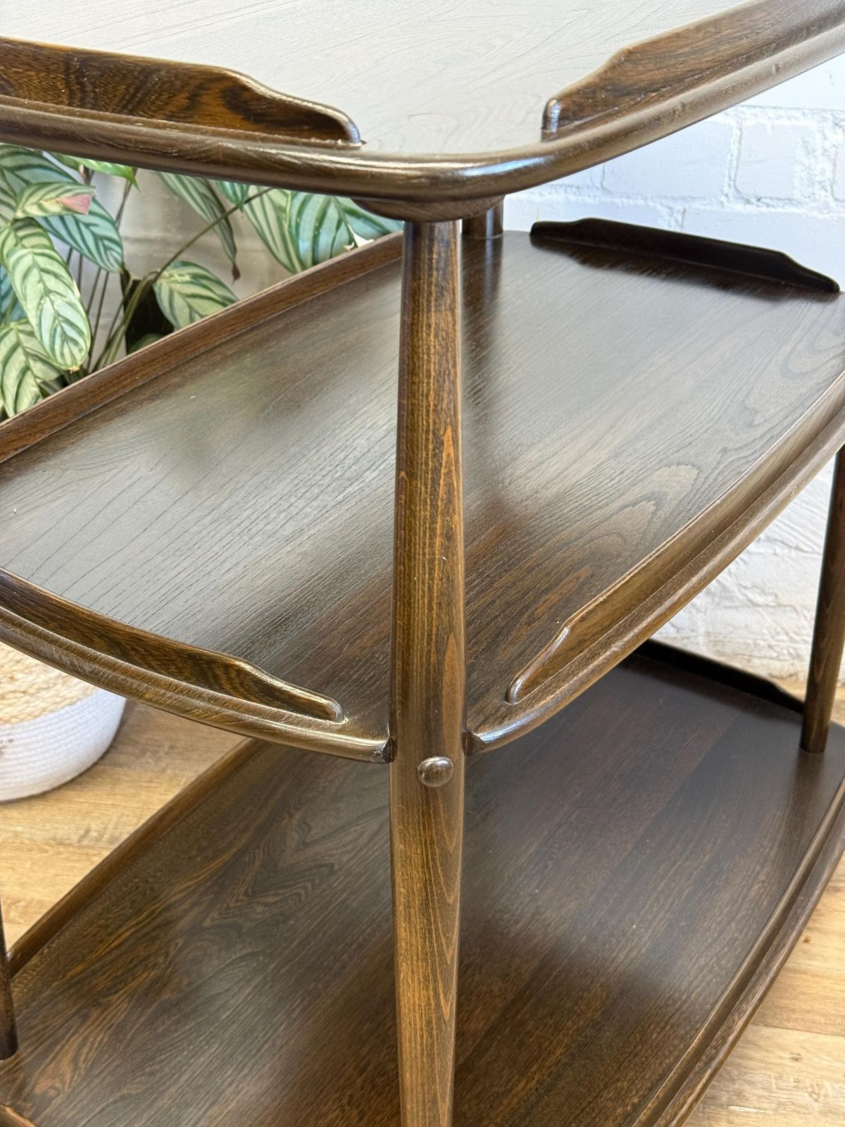 Ercol 3 Tier Serving Trolley Solid Elm Beech | Original Dark Finish | Very Good Condition photo vintage