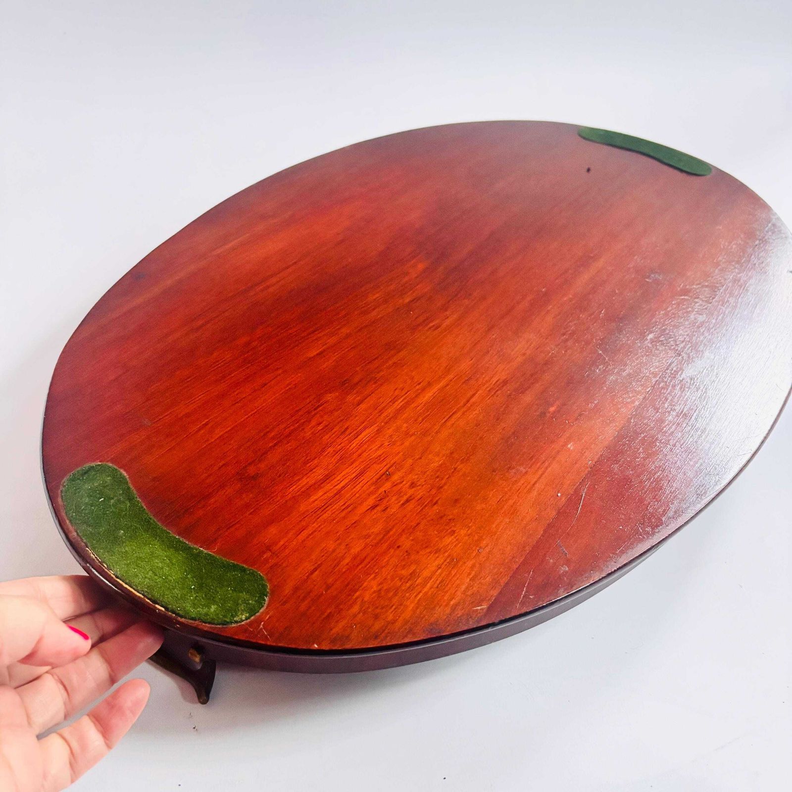 Antique Edwardian Mahogany Tray | Marquetry Inlaid With Brass Handles | Butler's Tea 1880s photo buy
