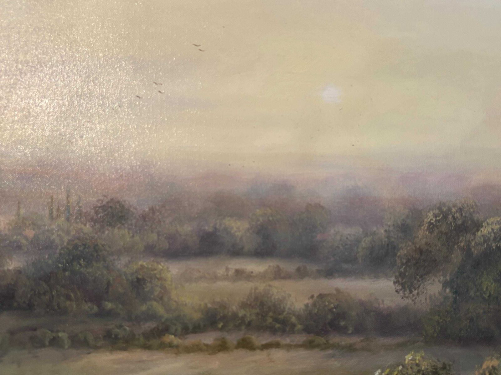 Oil On Canvas By Hilary Scoffield. Pastoral Scene Sheep Grazing Ornate Frame photo Art