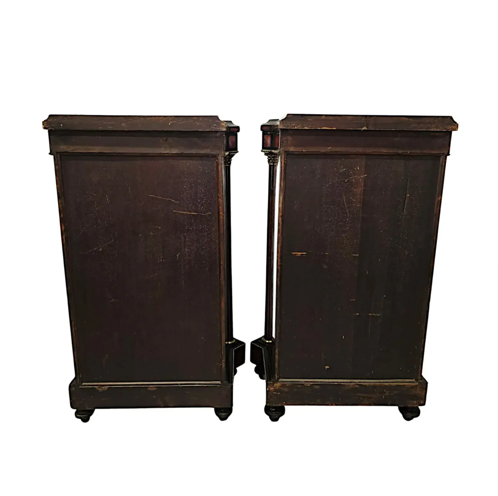 photo furniture A Very Rare Pair Of 19th Century Inlaid Emboyna And Ebonised Music Or Pier Cabinets
