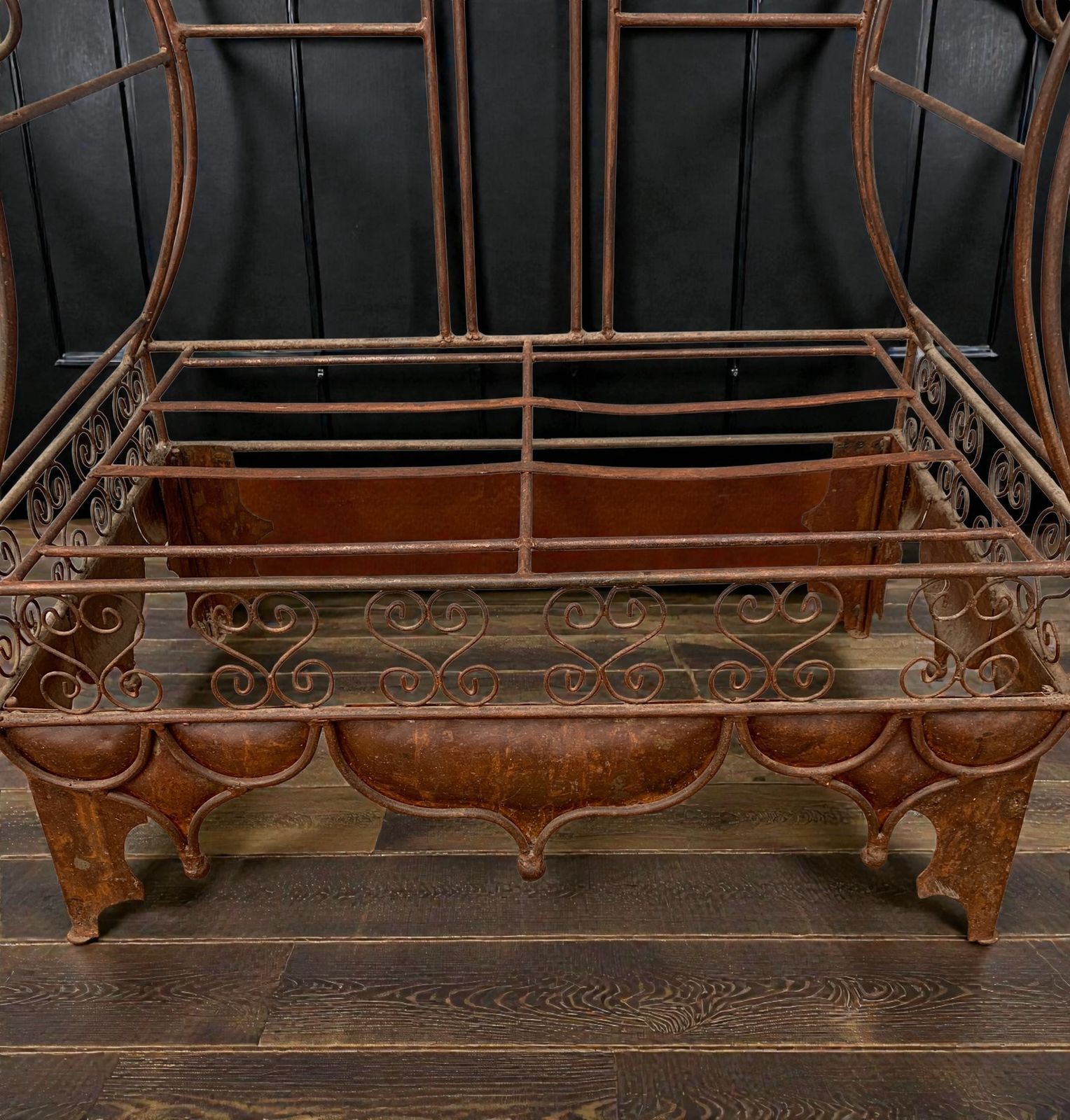 Grand Vintage Moorish Wrought Metal Window Settee Or Architectural Garden Bench photo for sale