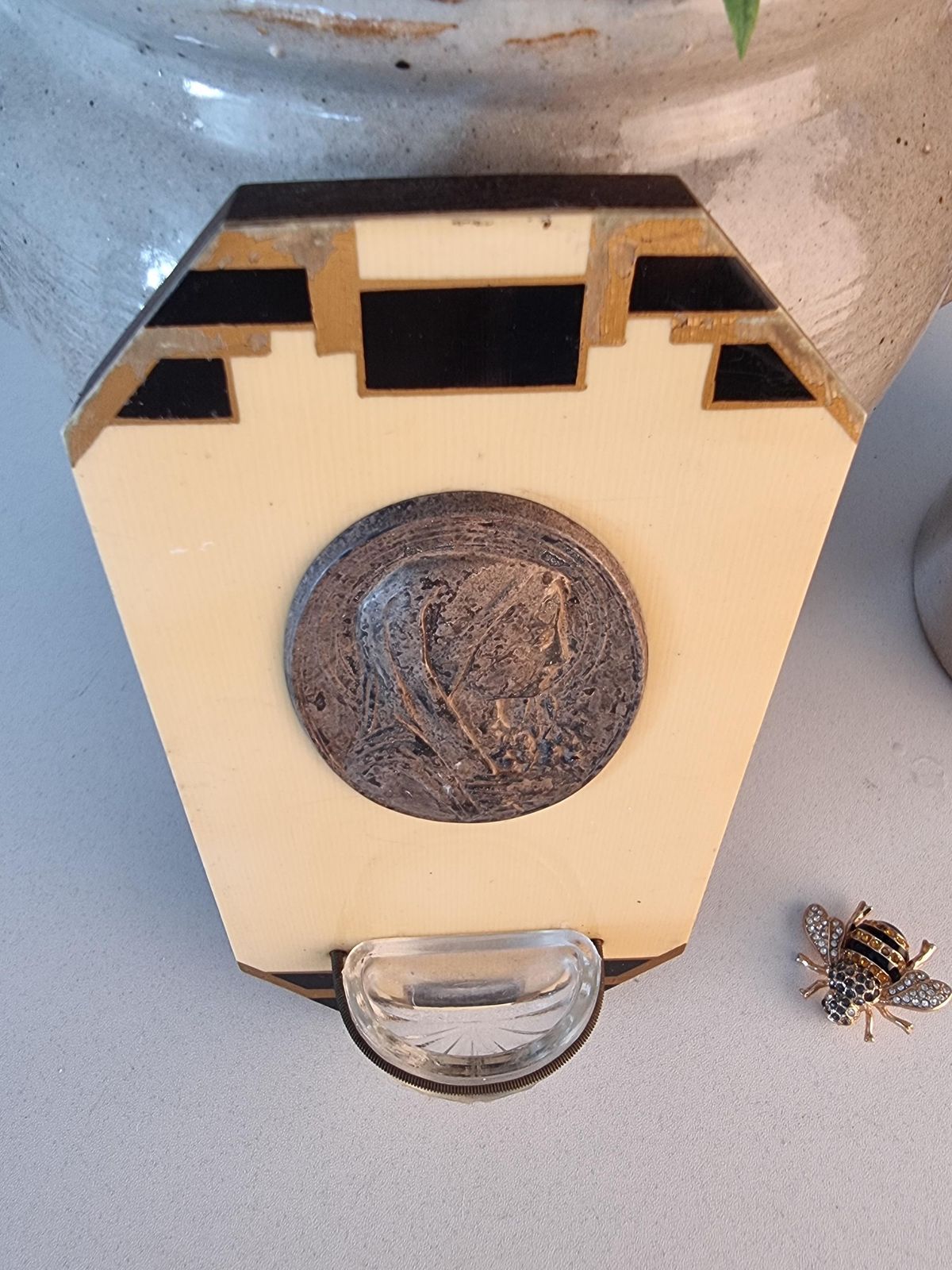 Antique French Wall Holy Water Font   Bakerlite 1920's Religious Decor photo furniture