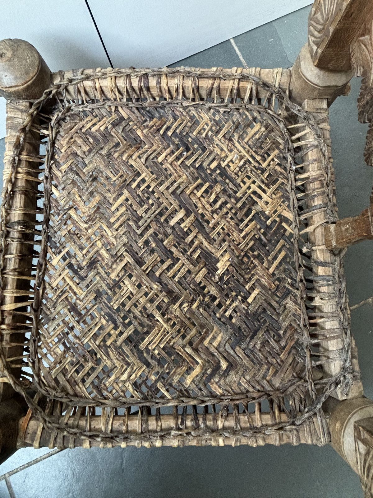 Beautiful Traditional Carved Wooden Chair Swat Valley photo vintage