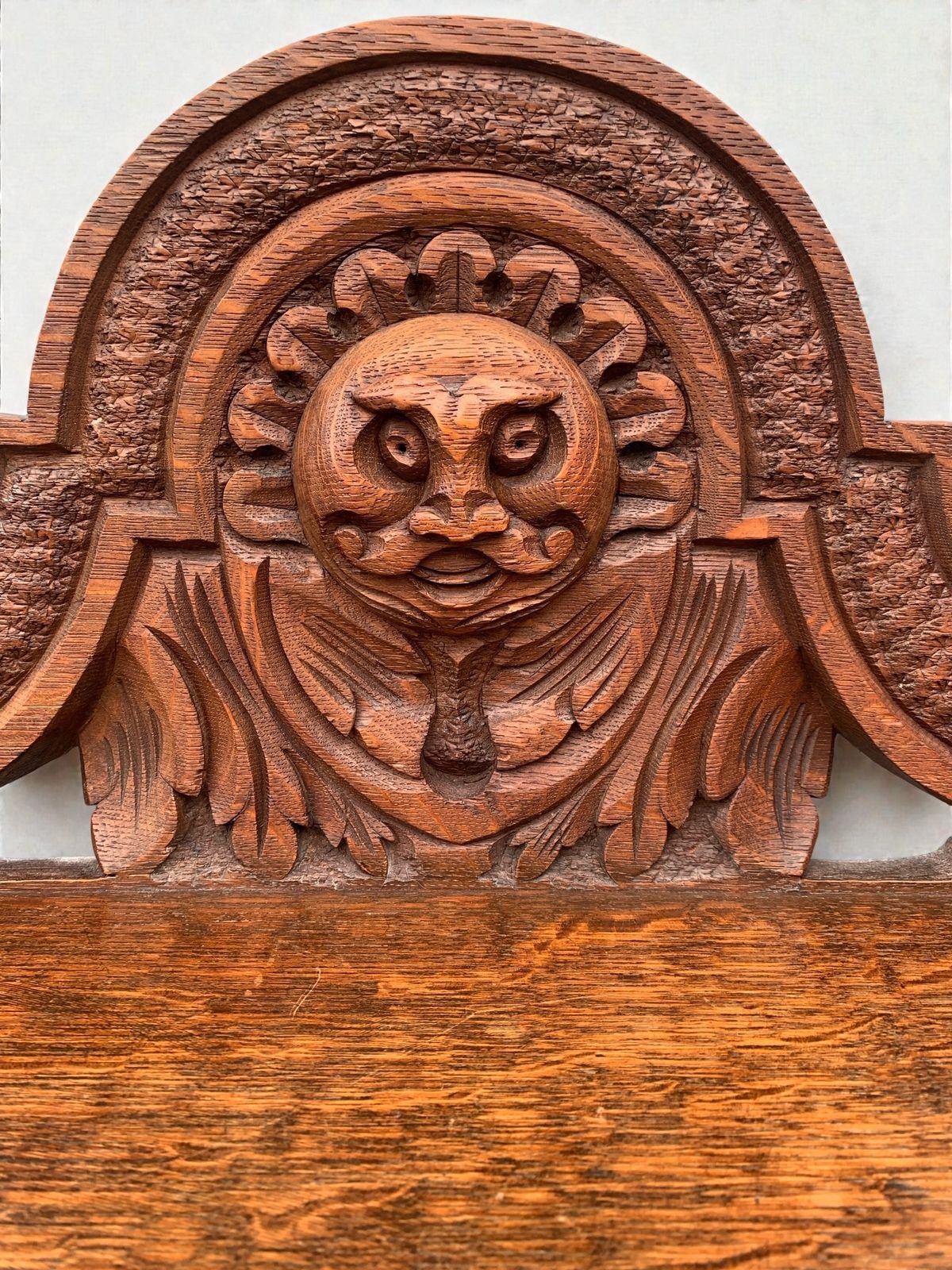 1860's Antique Victorian Carved Oak Console Hall Table With Green Man Motif photo vintage