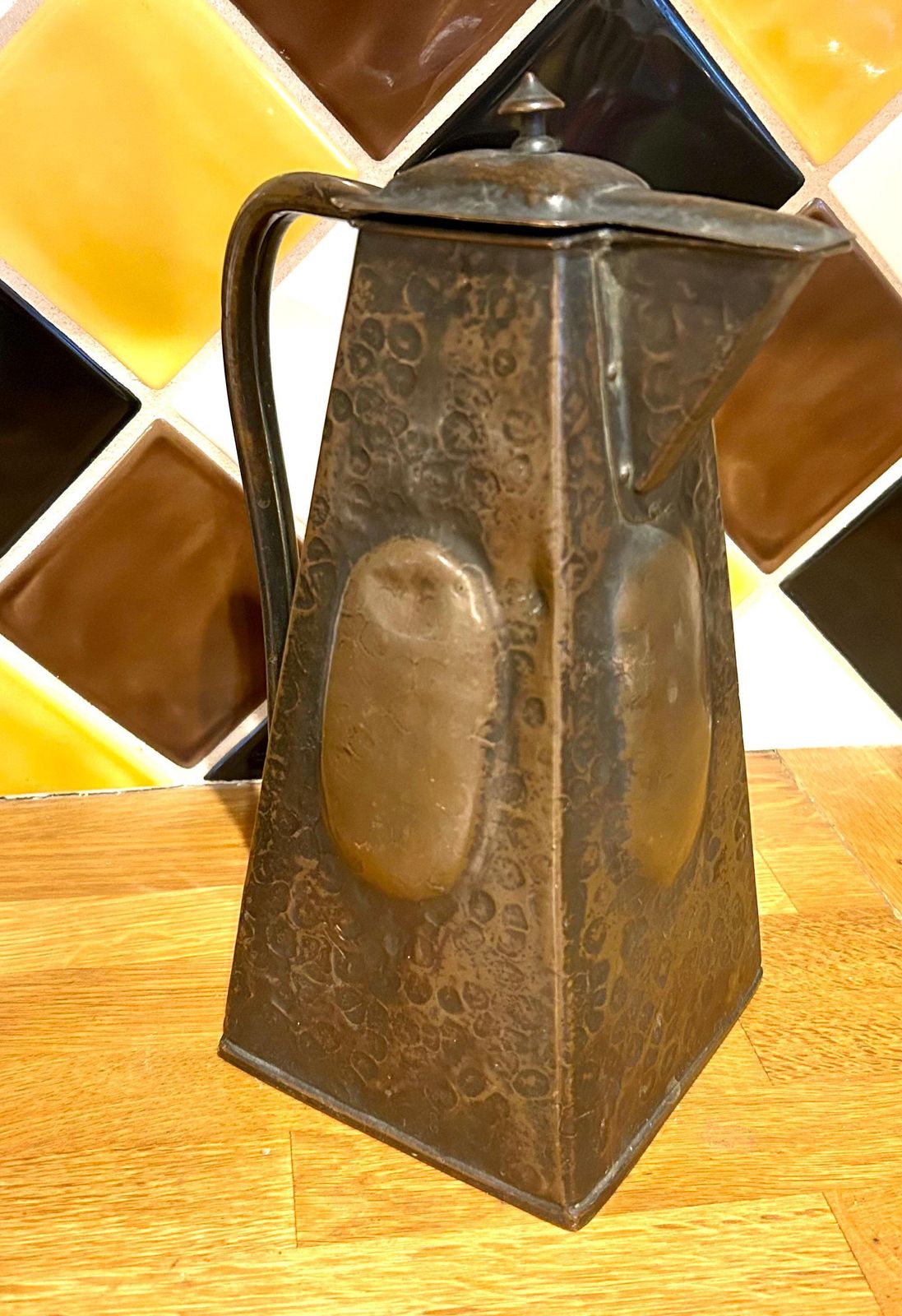 J & F Pool Arts And Crafts Teapot Copper Antique Jug Vintage Victorian Vase Rare Metal Pot Coffee Art Nouveau photo for sale