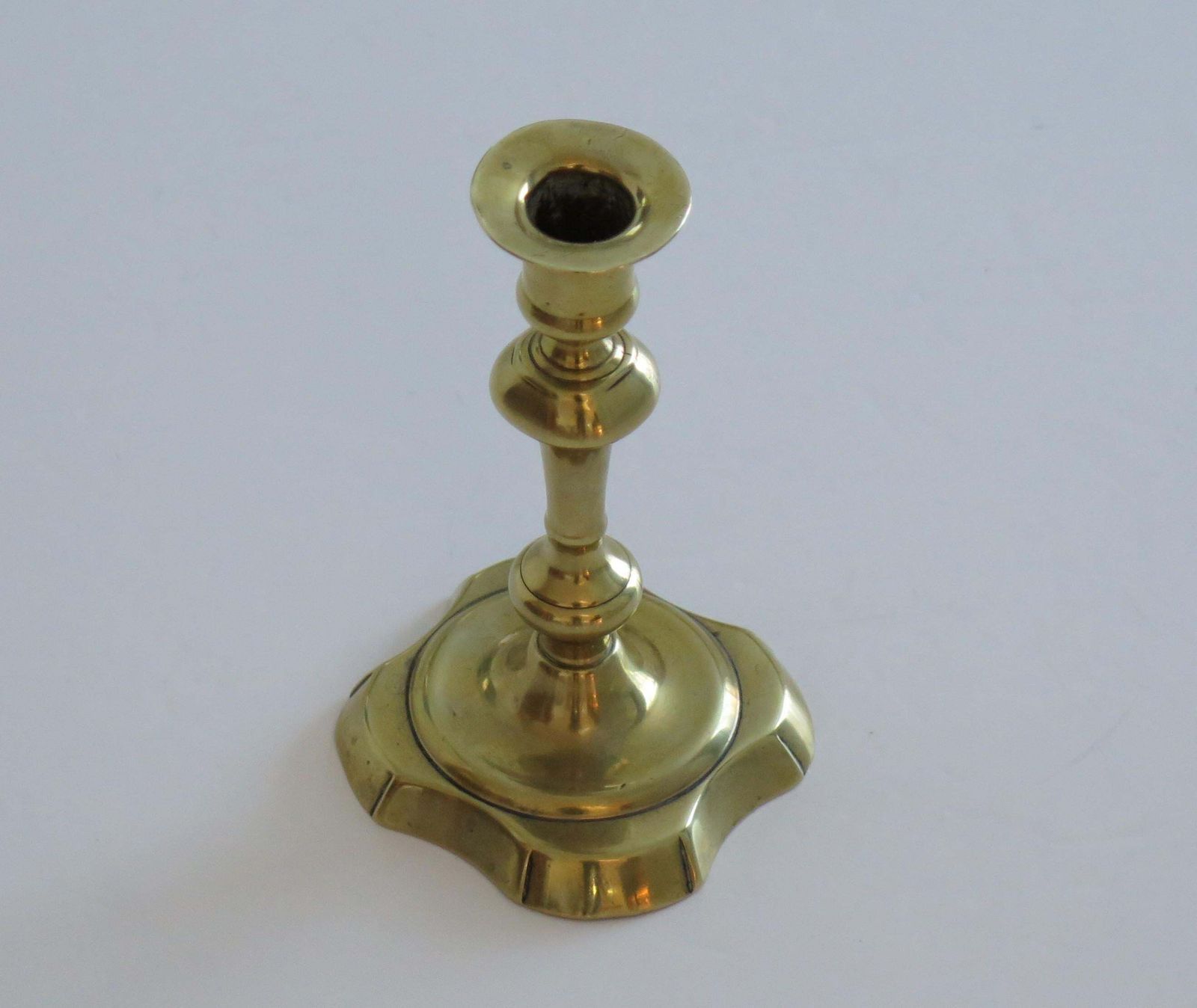 Antique English Candlestick Solid Brass George II, Circa 1735, Heavy photo Home Decor