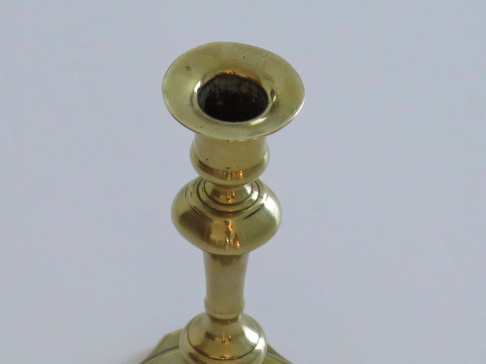 Antique English Candlestick Solid Brass George II, Circa 1735, Heavy photo 425.0