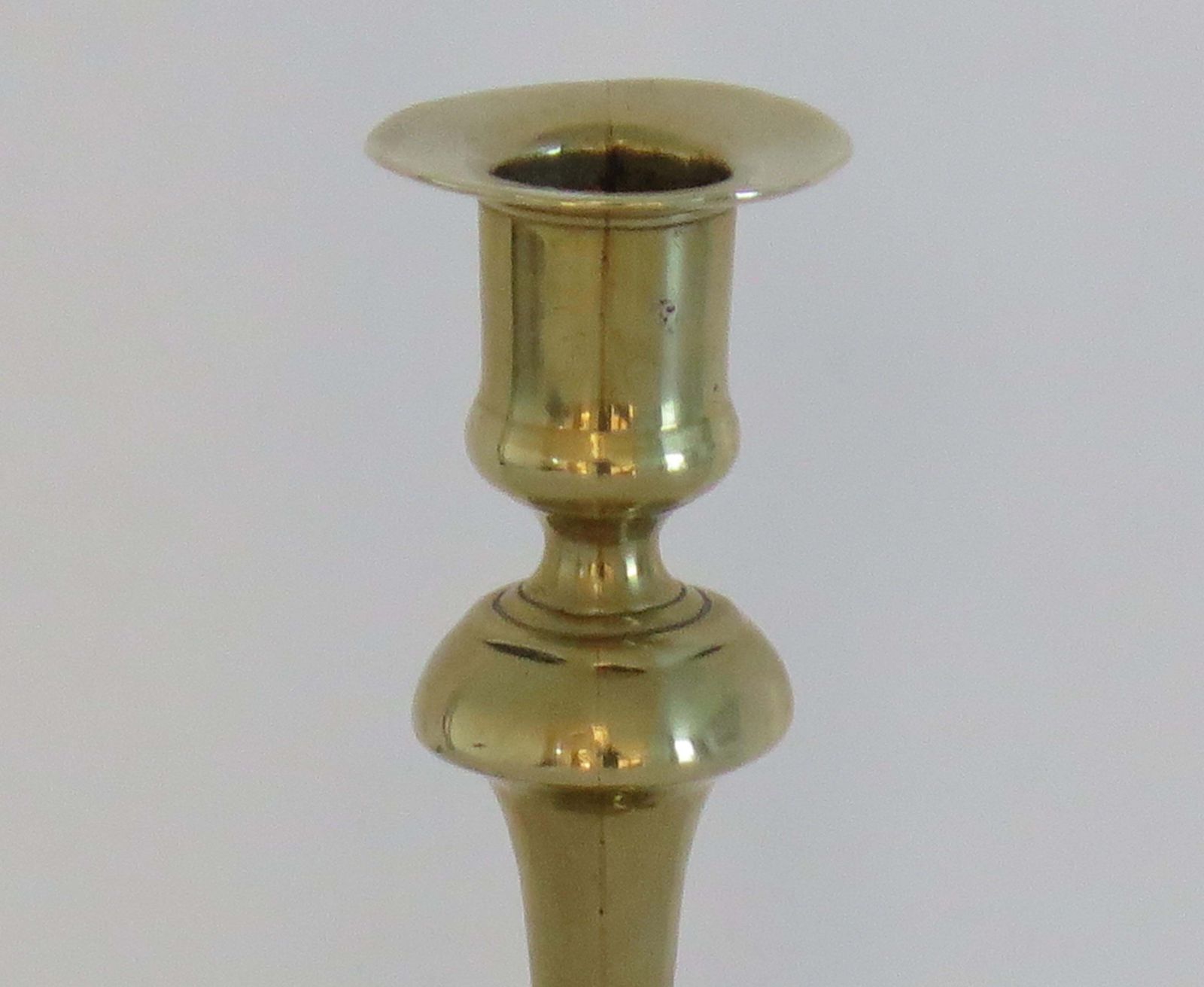 photo furniture Antique English Candlestick Solid Brass George II, Circa 1735, Heavy