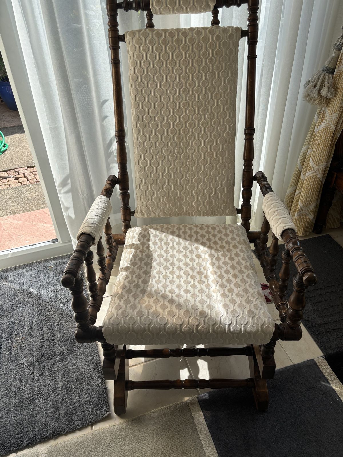 American Spindle Rocking Chair Newly Traditionally Upholstered