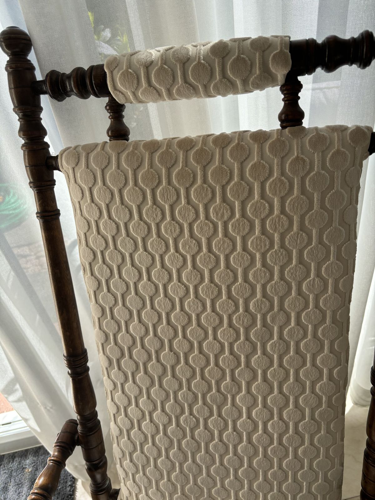 American Spindle Rocking Chair Newly Traditionally Upholstered photo for sale