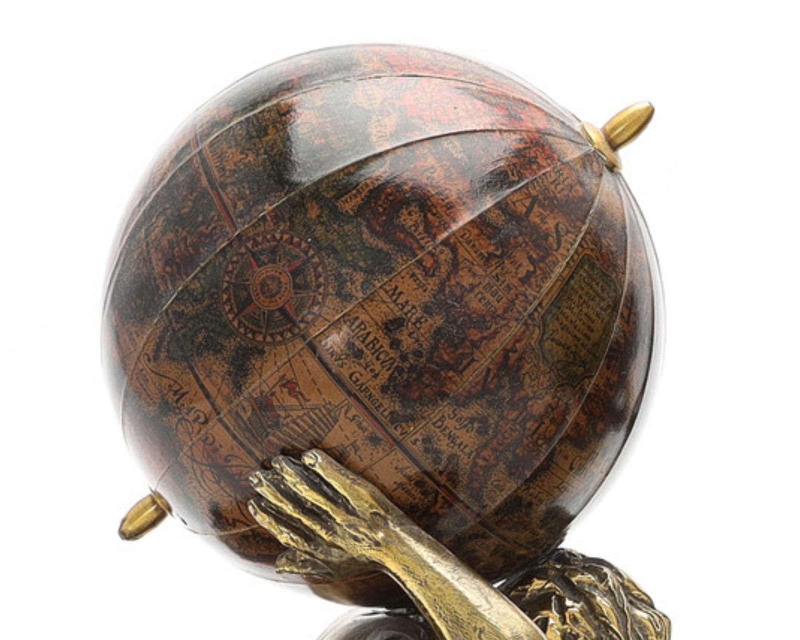 Pair Of 20th Century Atlas Globe Bookends Bronze & Wood Figurine Of Book Holders photo 1637.0