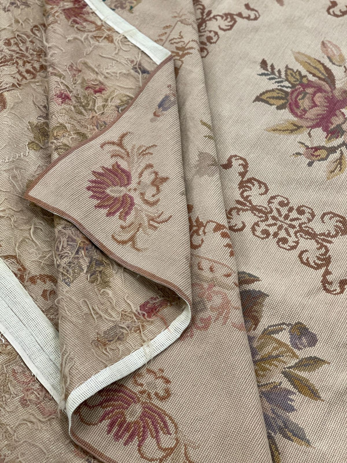 Traditional Beige Aubusson Rug Handwoven Carpet Wool Needlepoint Livingroom Rug photo buy