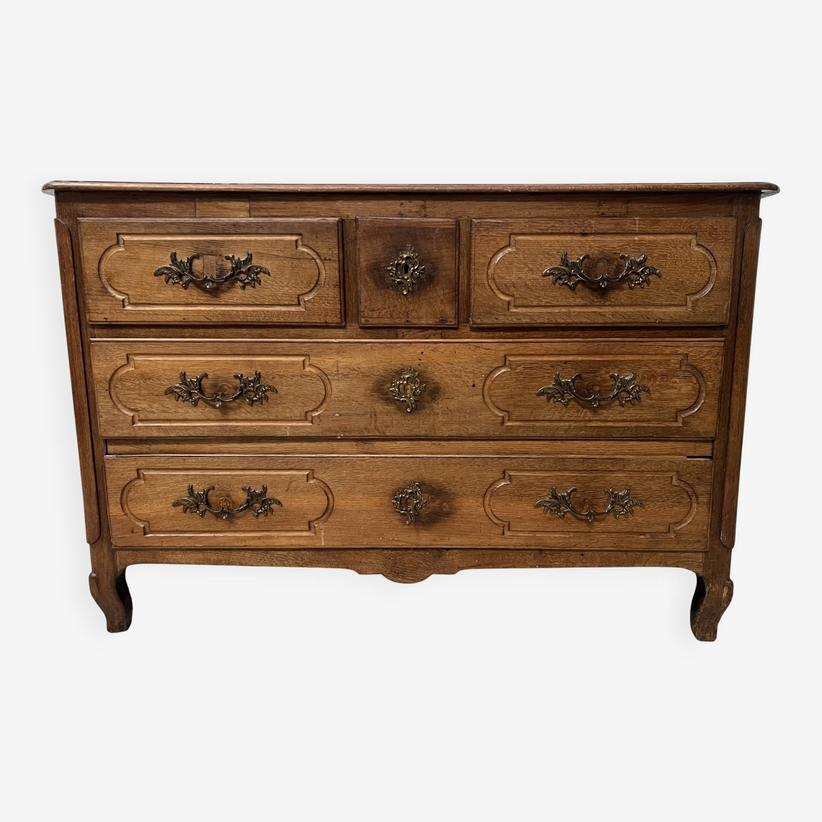 Louis XV Style Chest Of Drawers In Solid Oak From The 18th Century