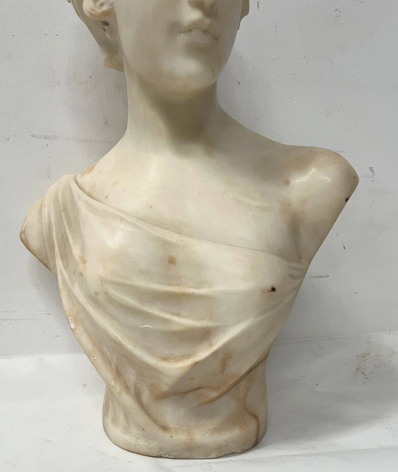 Marble Group Sculpted With A Bust Of A Young Woman, 20th Century photo furniture