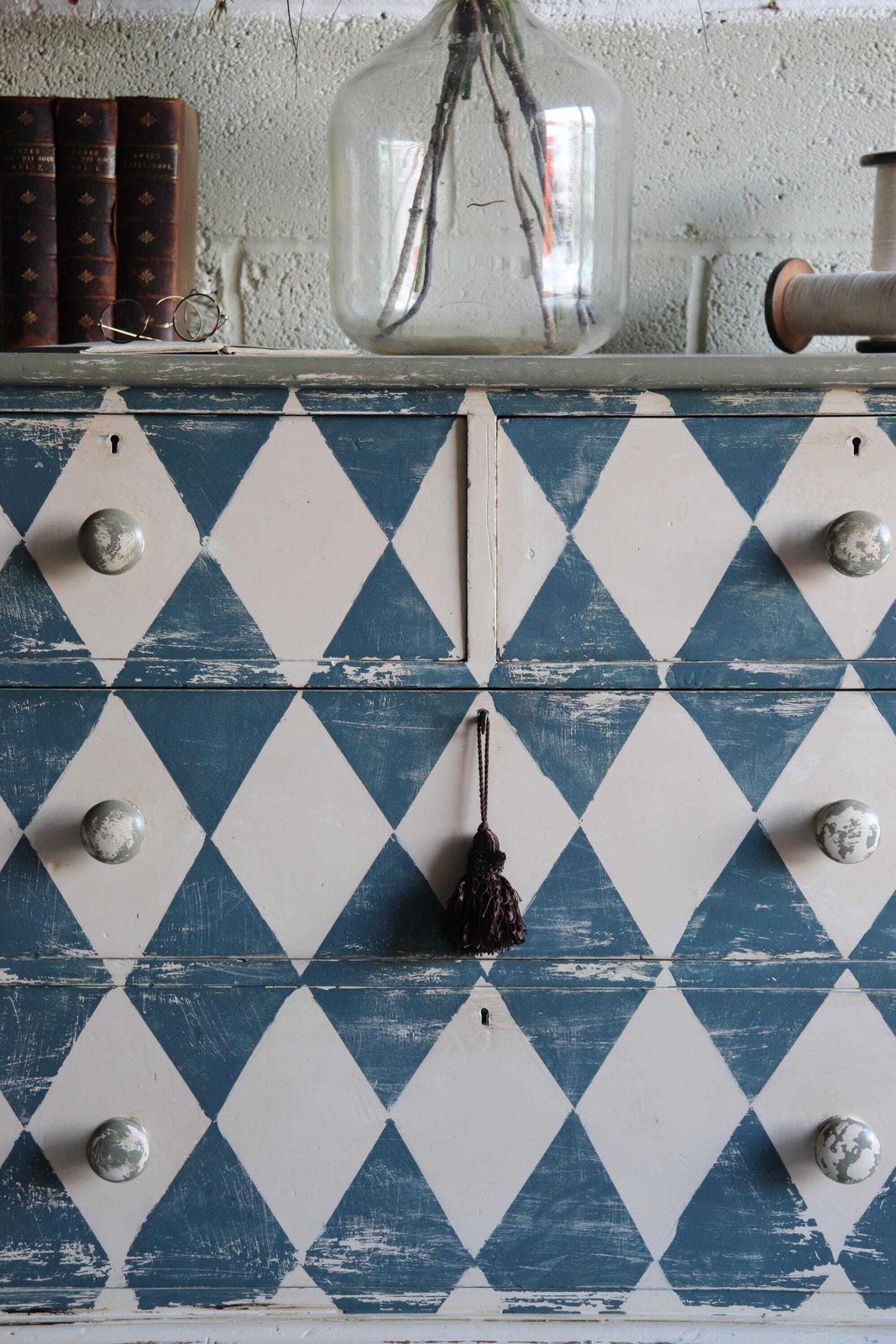 Substantial Harlequin Painted And Distressed Victorian Pine Dresser Or Chest Of Drawers photo Furniture
