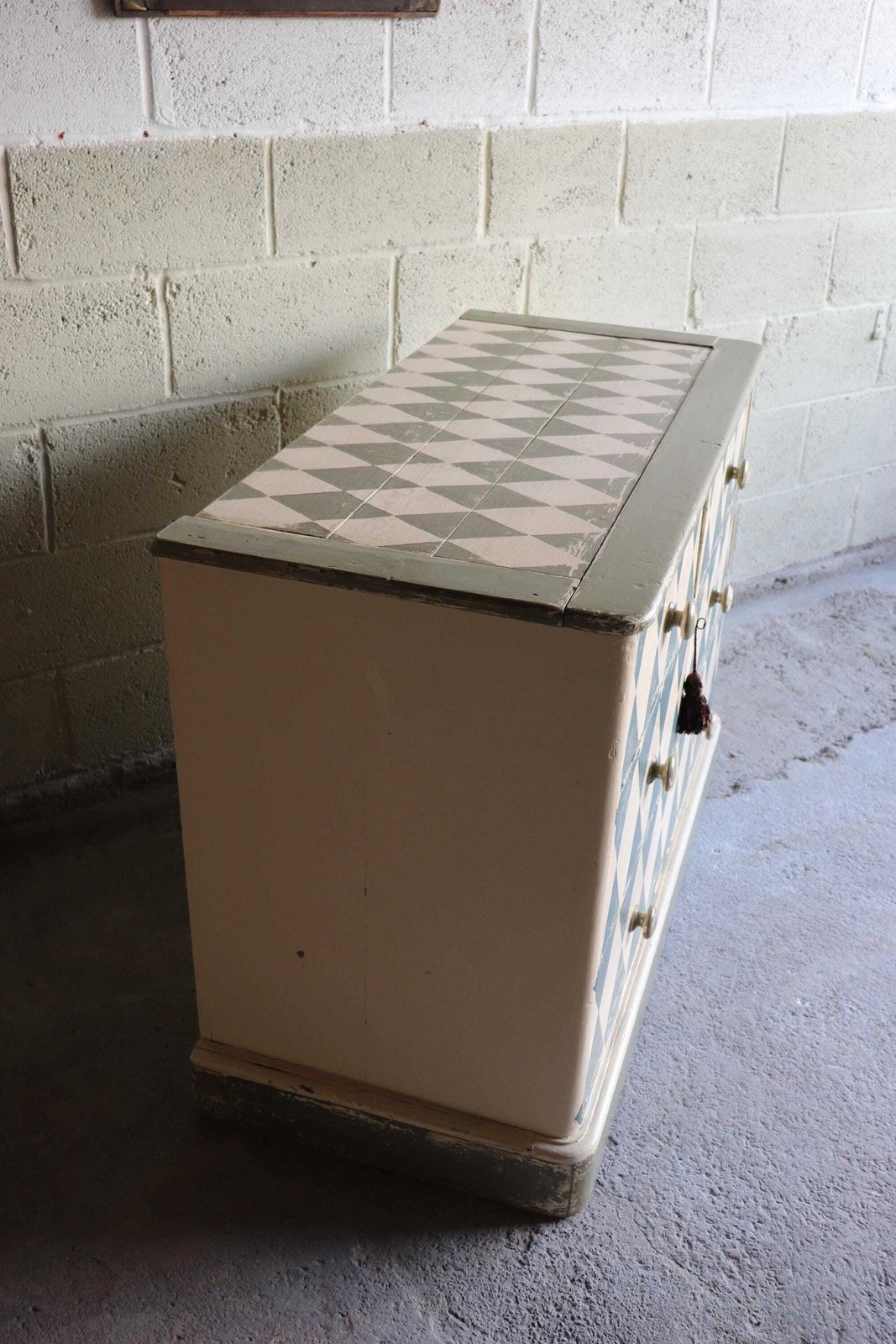 Furniture Substantial Harlequin Painted And Distressed Victorian Pine Dresser Or Chest Of Drawers photo