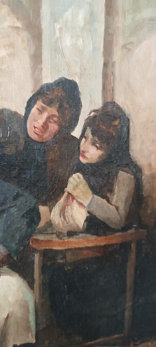 Antique Oil Painting On Canvas, Italian School, 19th Century, "The Shoemaker" photo 471.0