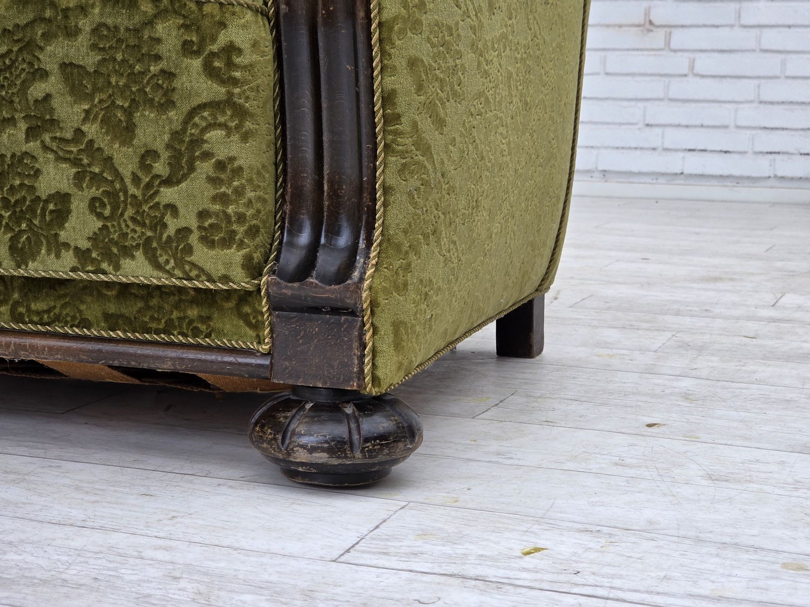 1950s, Danish Relax Chair, Furniture Velour, Oak Wood. photo vinterior