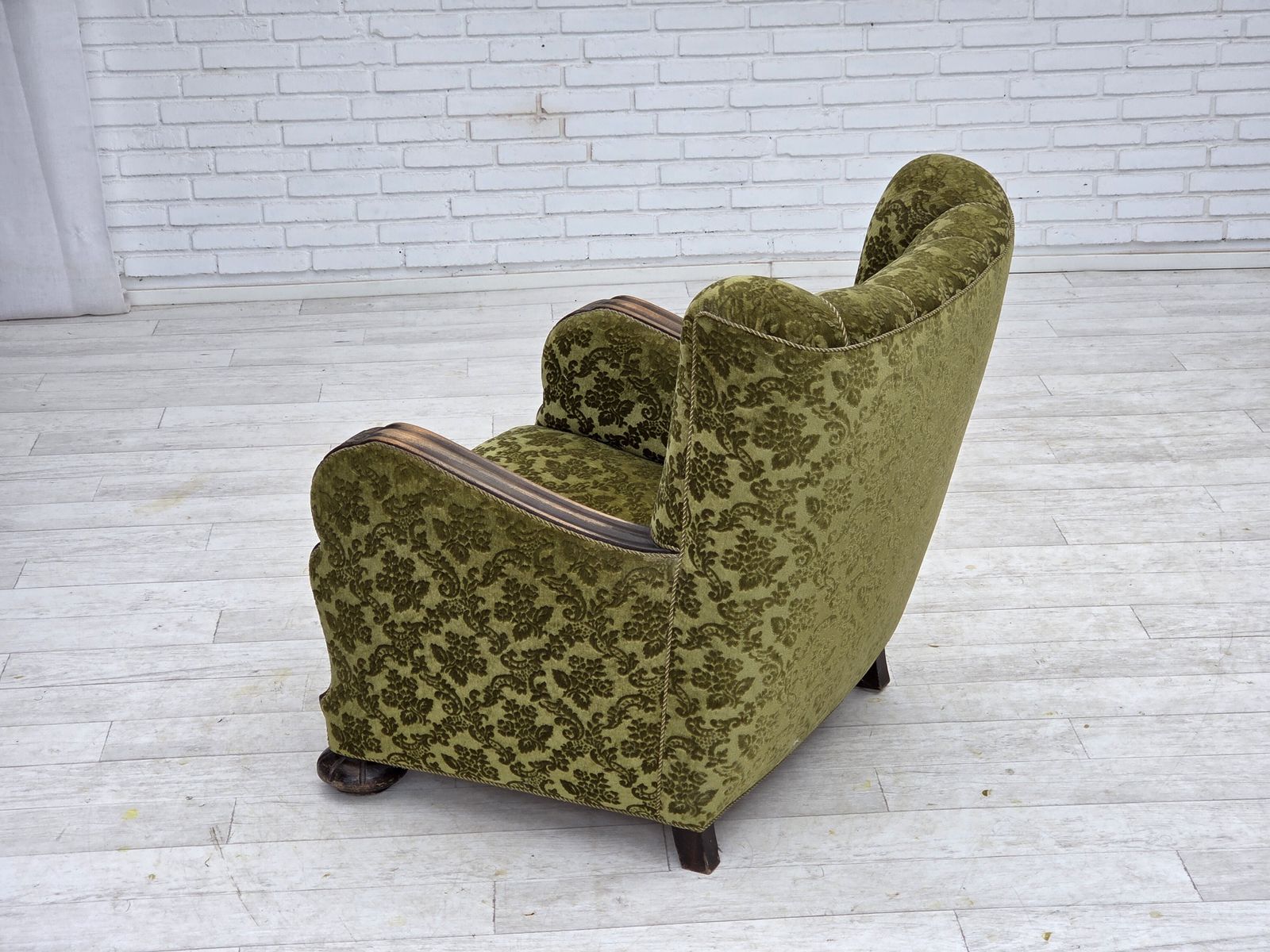 photo for sale 1950s, Danish Relax Chair, Furniture Velour, Oak Wood.