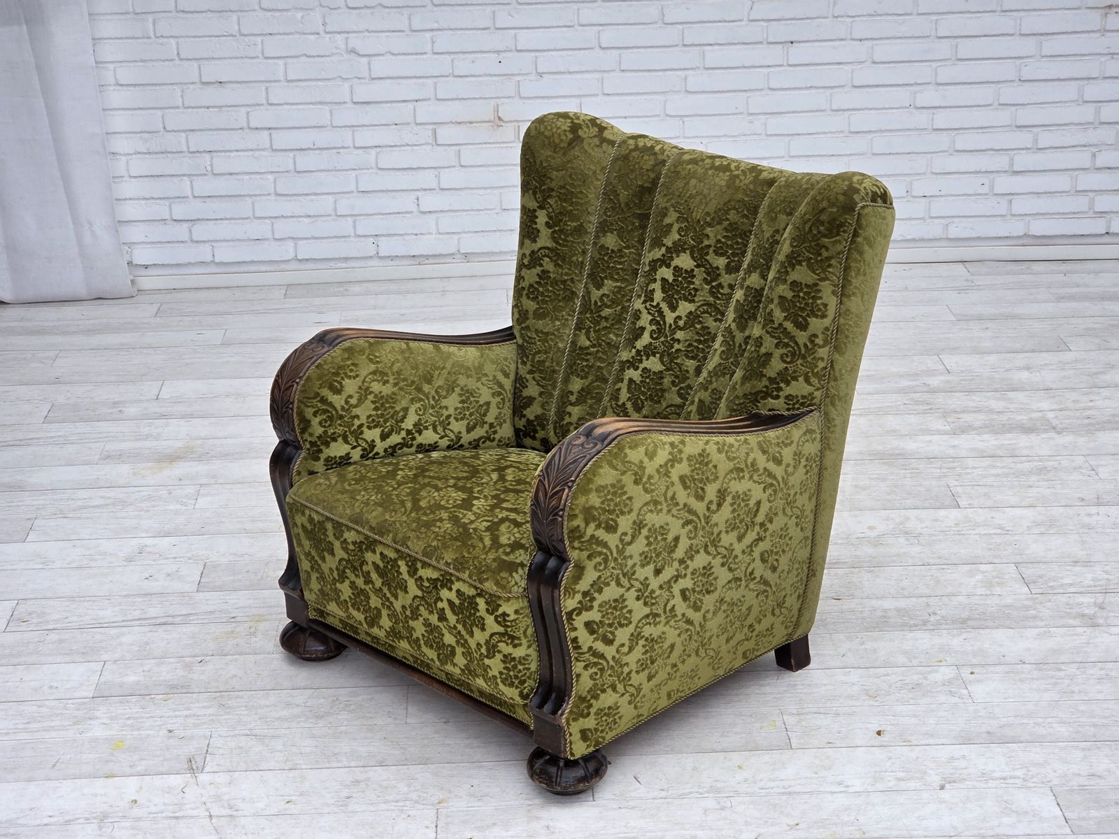 1470.0 1950s, Danish Relax Chair, Furniture Velour, Oak Wood. photo