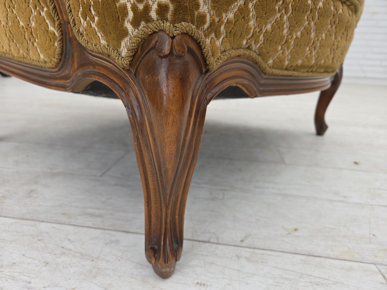 1950s, Danish Relax Chair, Furniture Velour, Carved Ash Wood. photo buy