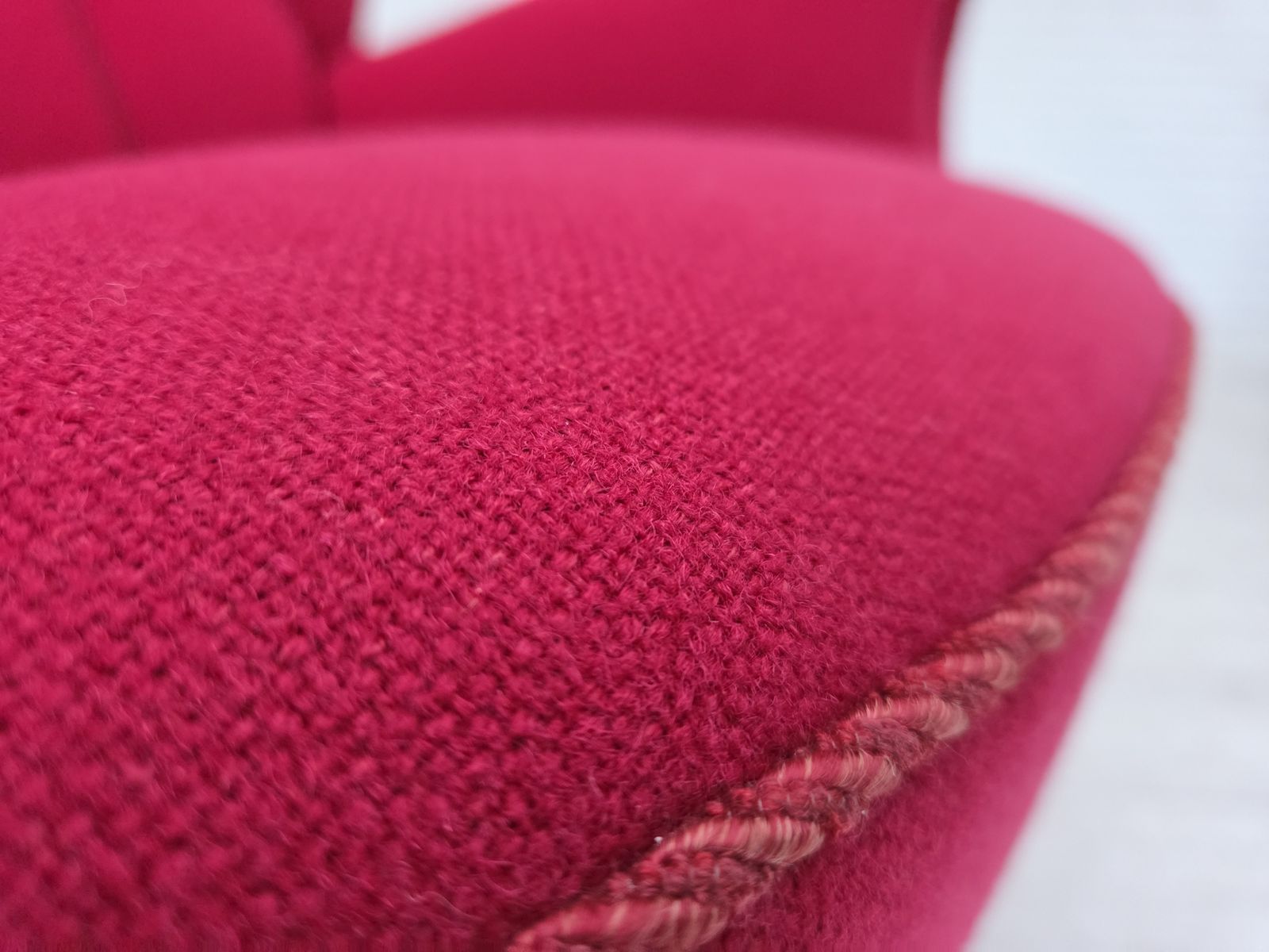 1960s, Danish Armchair, Furniture Wool, Beech Wood Legs. photo Furniture