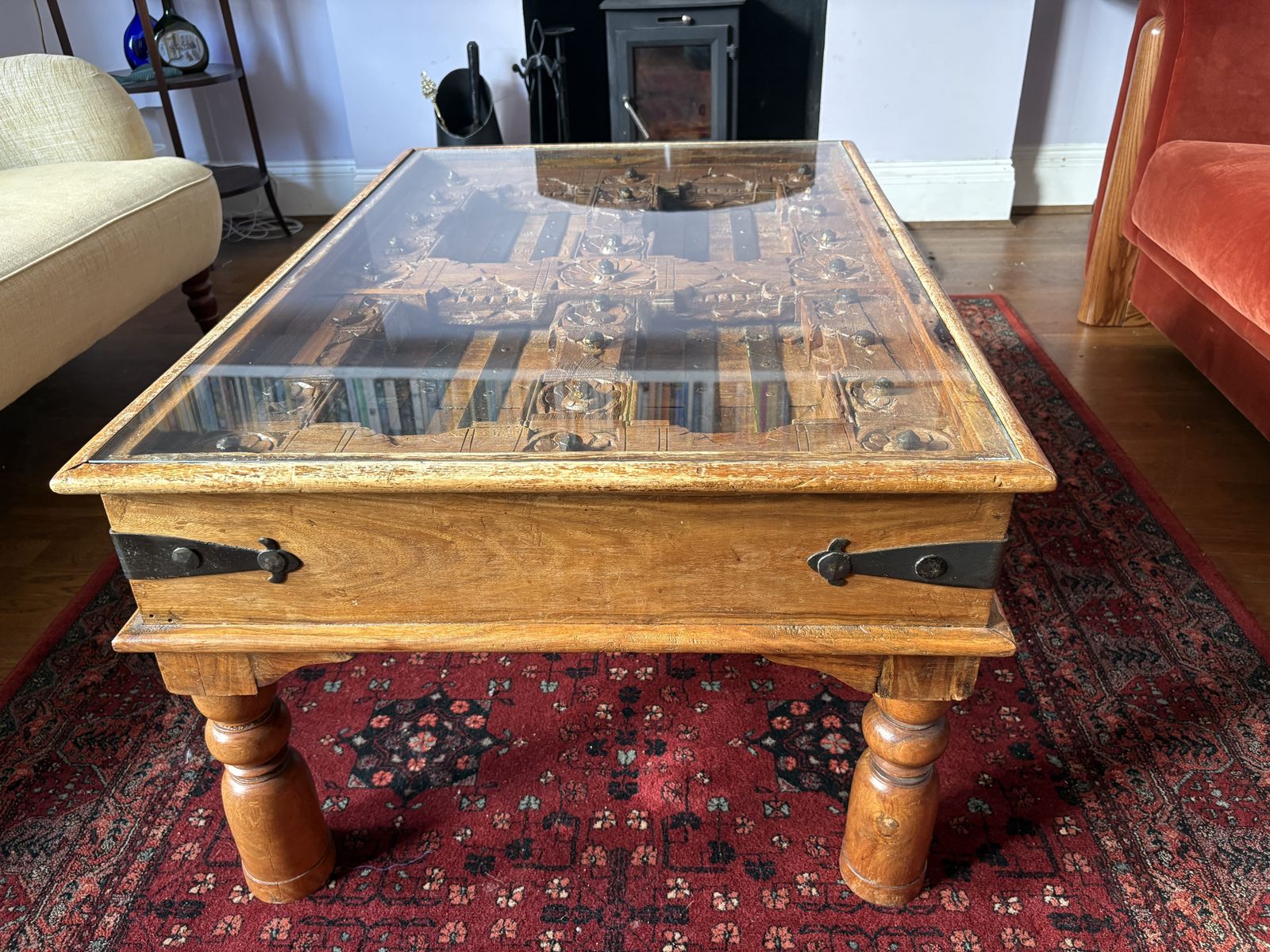 Antique Indian Reclaimed Palace Carved Teak Coffee Table photo 1050.0