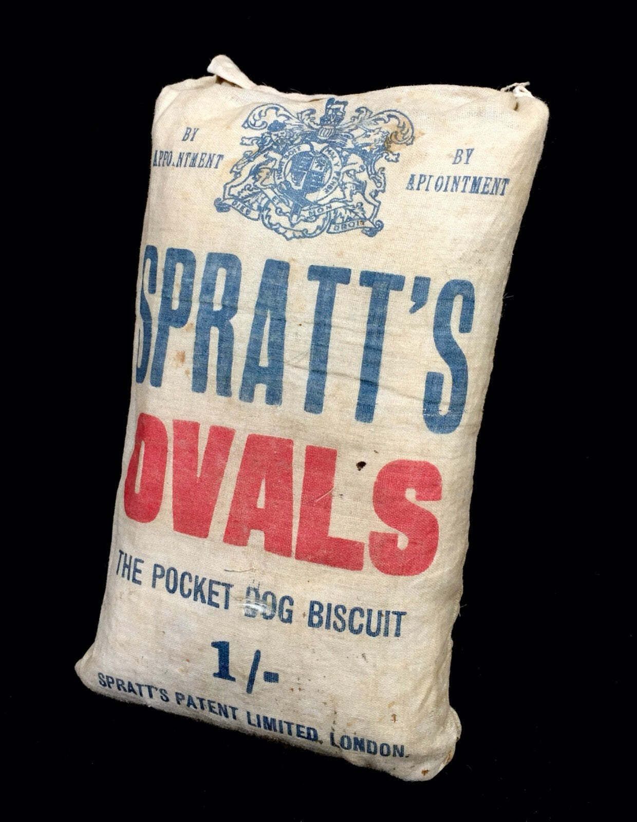 Antique Advertising Chad Valley Spratt's Cuddly Dog Toy & Food Bag Cushions photo for sale