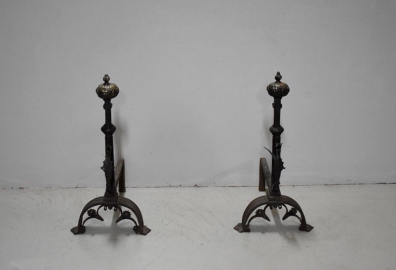 Pair Of Andirons Castles 18th photo furniture