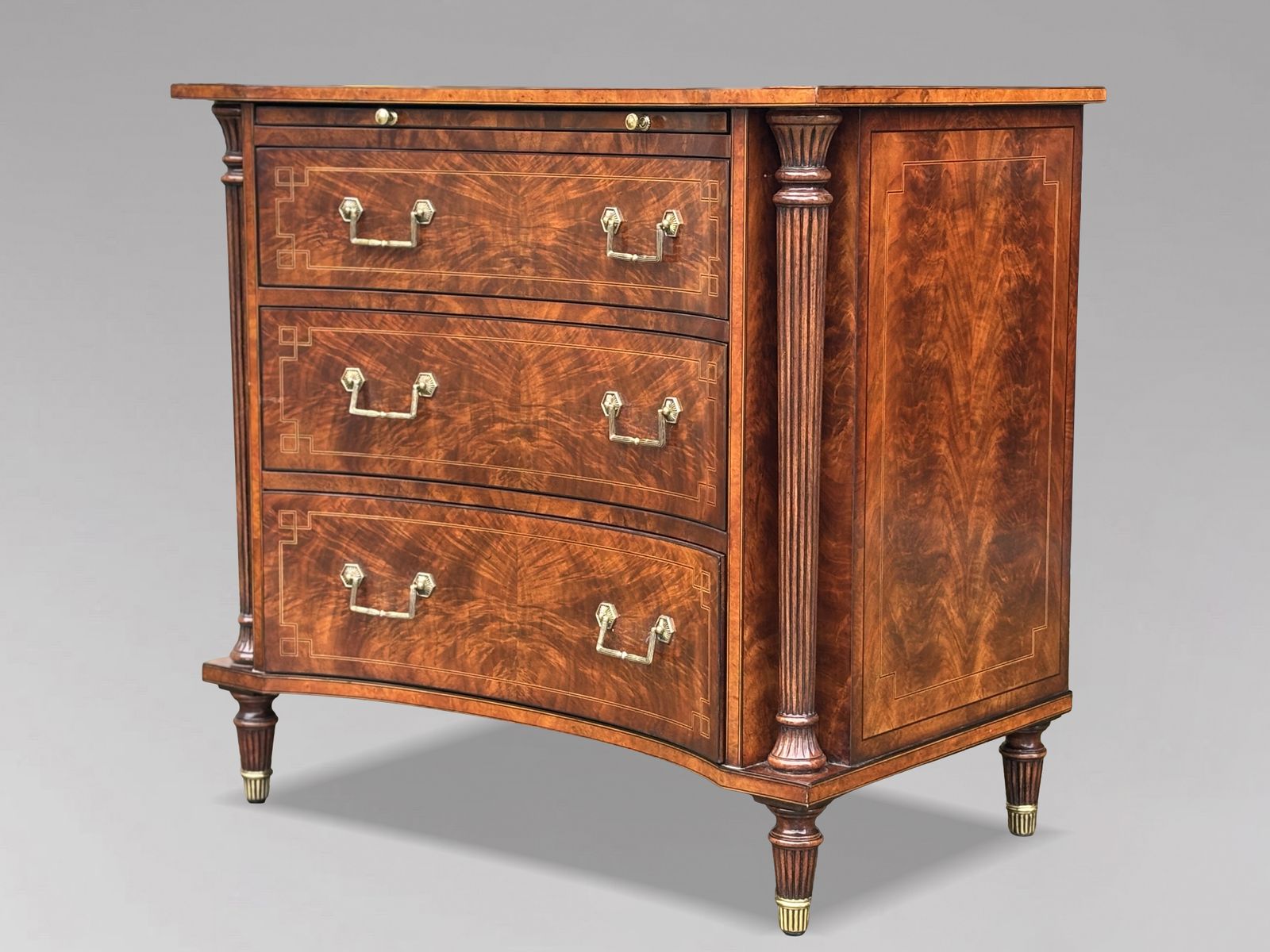 1980's Quality Walnut Inlaid Commode By Brights Of Nettlebed