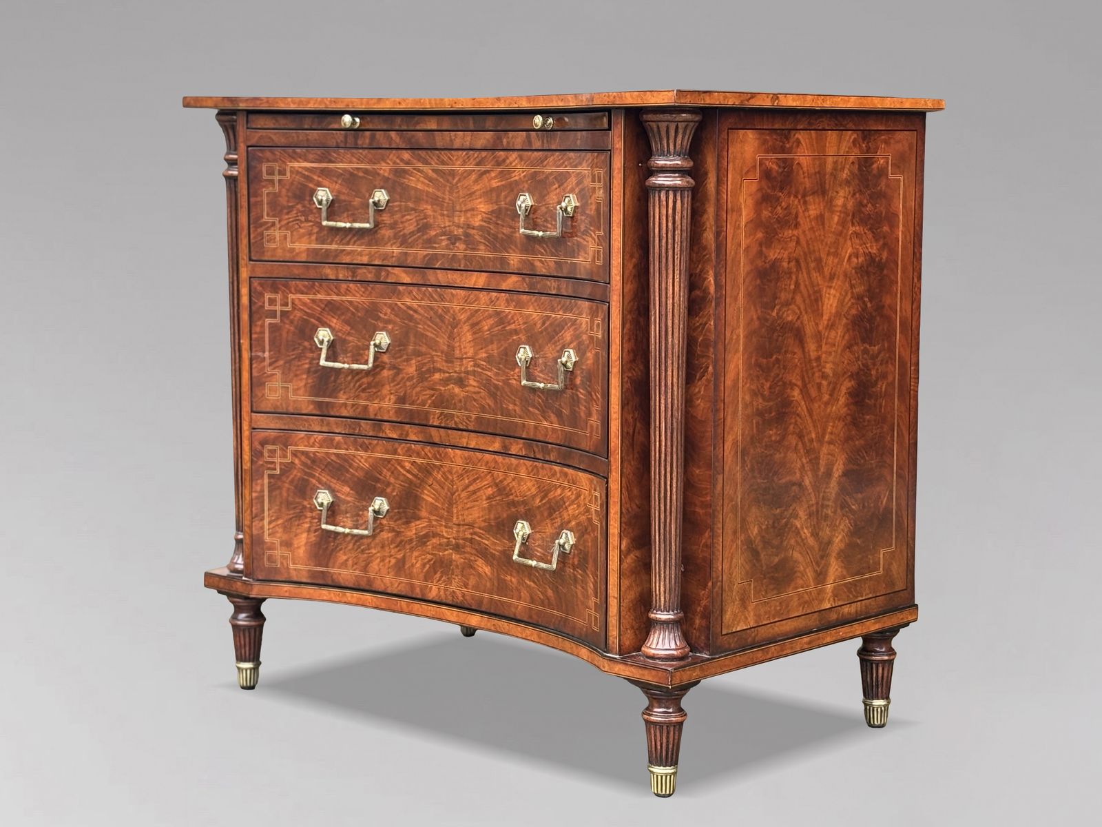 photo furniture 1980's Quality Walnut Inlaid Commode By Brights Of Nettlebed